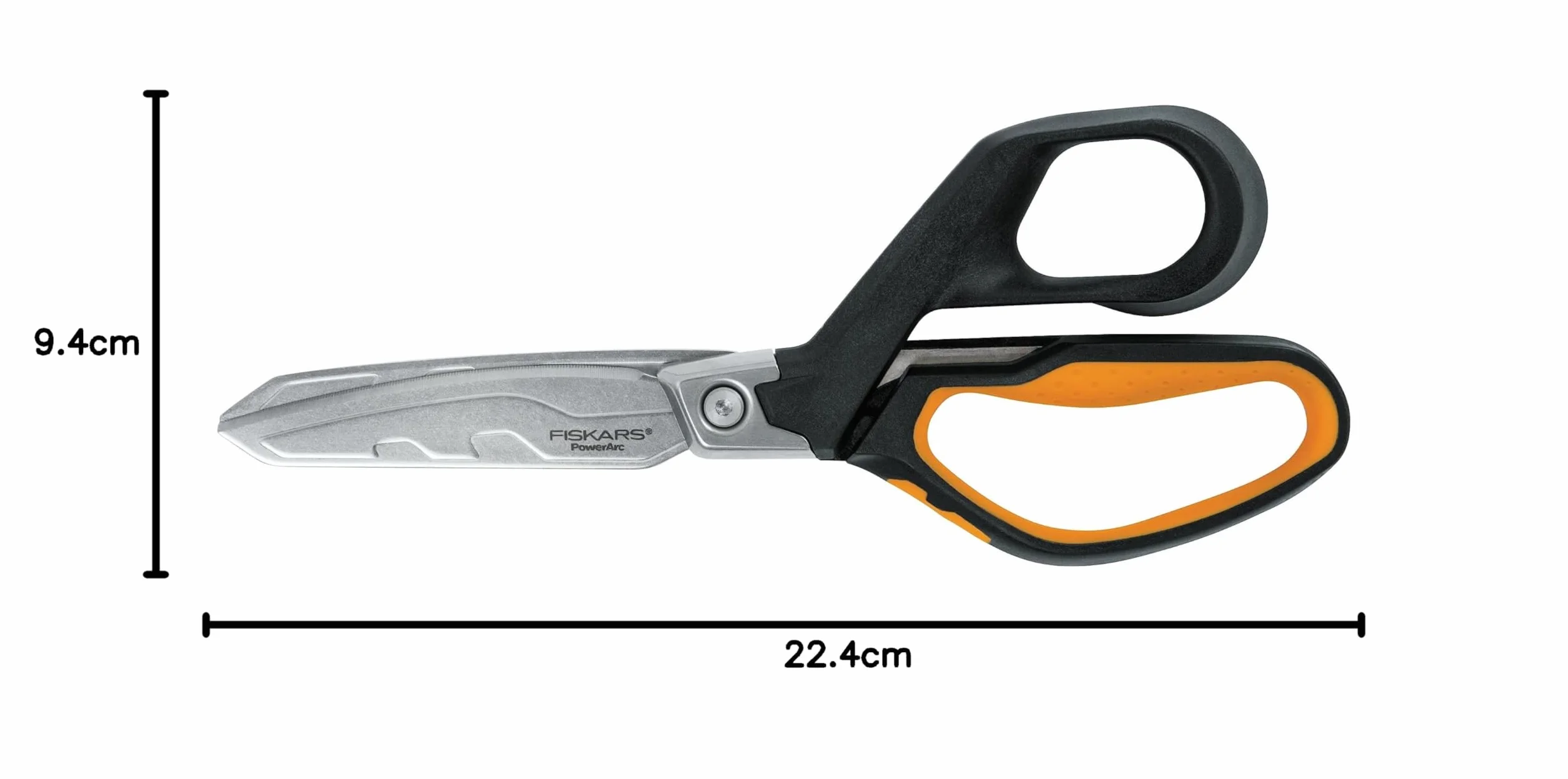 Fiskars Wysokowydajne nożyczki, Do 30% większa moc, Długość 21 cm, Trwała stal nierdzewna/ tworzywo, Czarno-pomarańczowe, PowerArc, 1027204