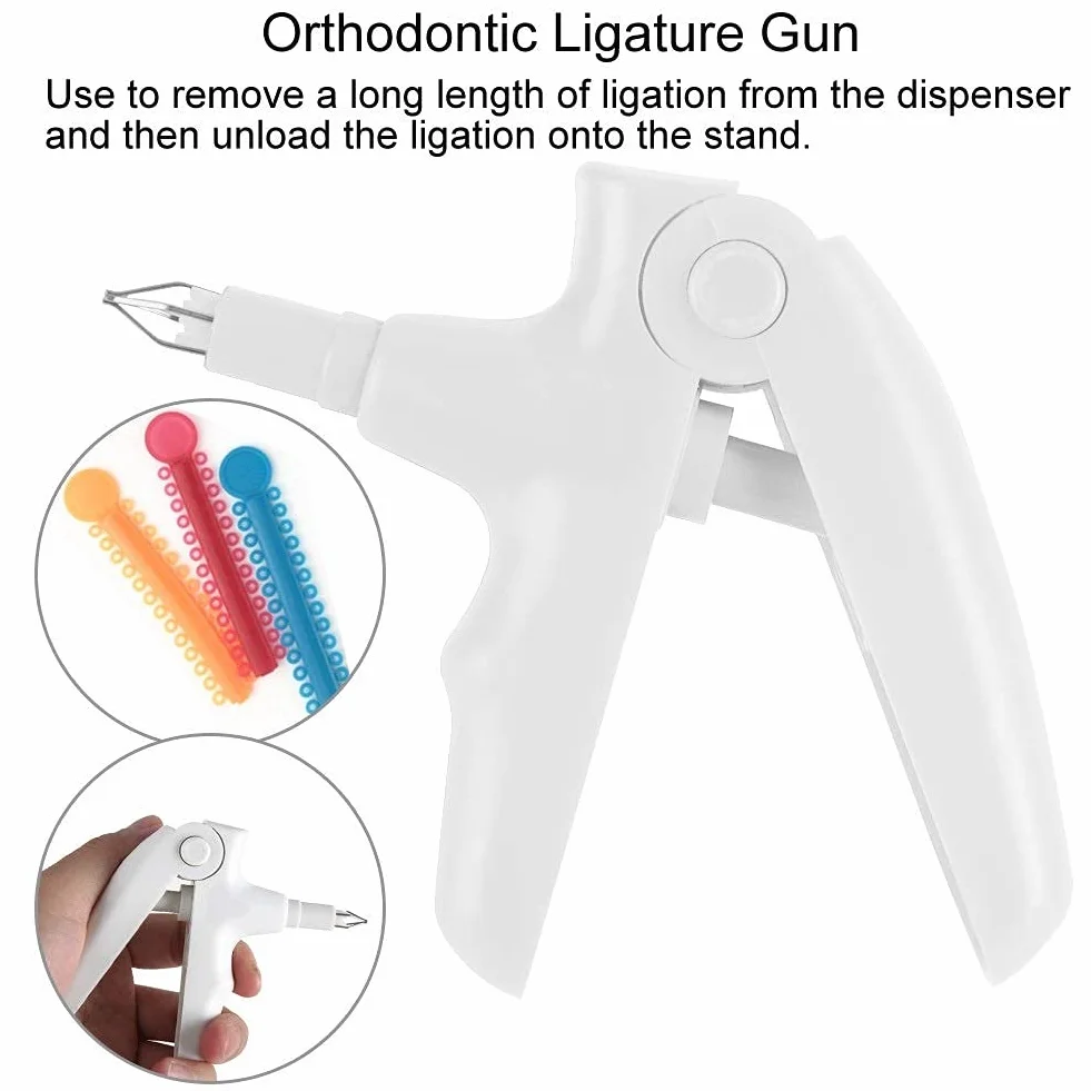 Pistolet do ligatury - ortodontyczne narzędzia do ligatury ortodontycznej Ortodontyczne podwiązanie instrument dentystyczny do ortodontycznych więzi ligaturowych o-ringi szelki gumowe opaski (kolor: