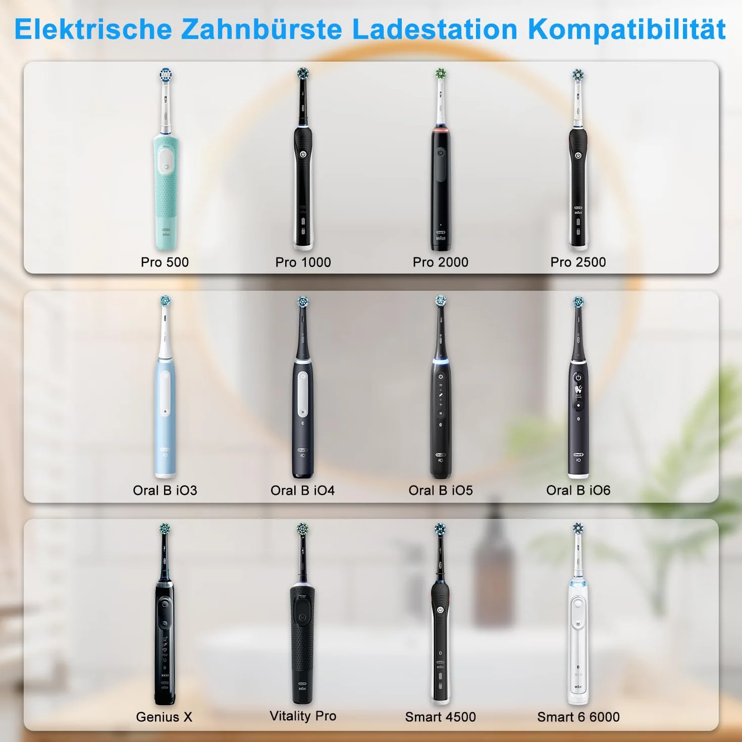 Stacja ładująca, ładowarka ścienna, bezprzewodowa do modeli Braun Oral-B, elektryczna szczoteczka do zębów, gniazdo EU, ładowarka do Genius X, iO3, iO4, iO5, iO6, Pro, Vitality, inteligentna