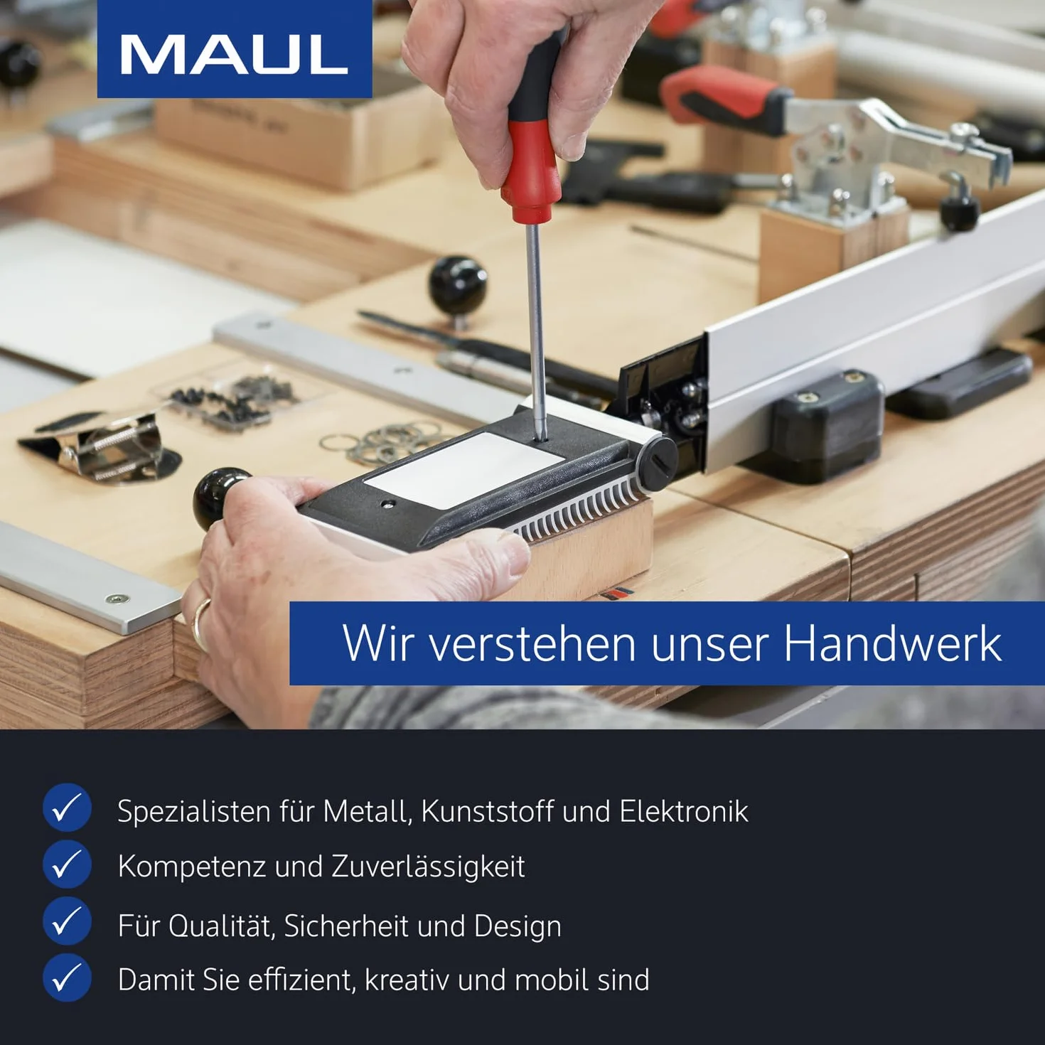 Maul MAULwork 8205202 lampa robocza LED, 84 zintegrowane diody LED, możliwość ściemniania, 3 części – oddzielnie włączane, białe światło dzienne, z nóżką zaciskową do 6,3 cm szerokości, kolor biały