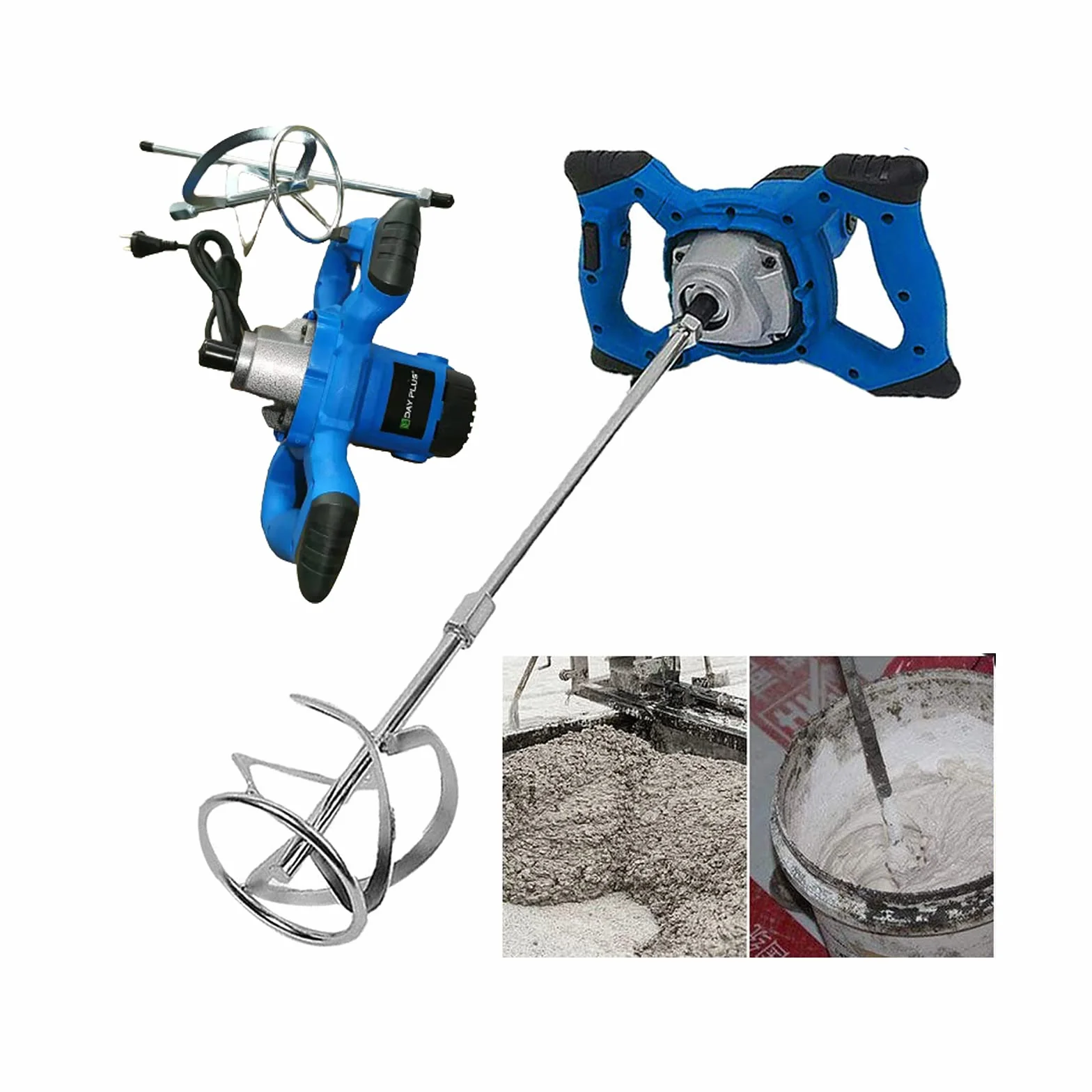 Mieszadło o mocy 2600 W – mieszadło do zaprawy betonowej – wytrzymała 6-biegowa przekładnia metalowa – z dużym mieszadłem Ø 120 mm i ergonomicznym uchwytem – mieszadło ręczne
