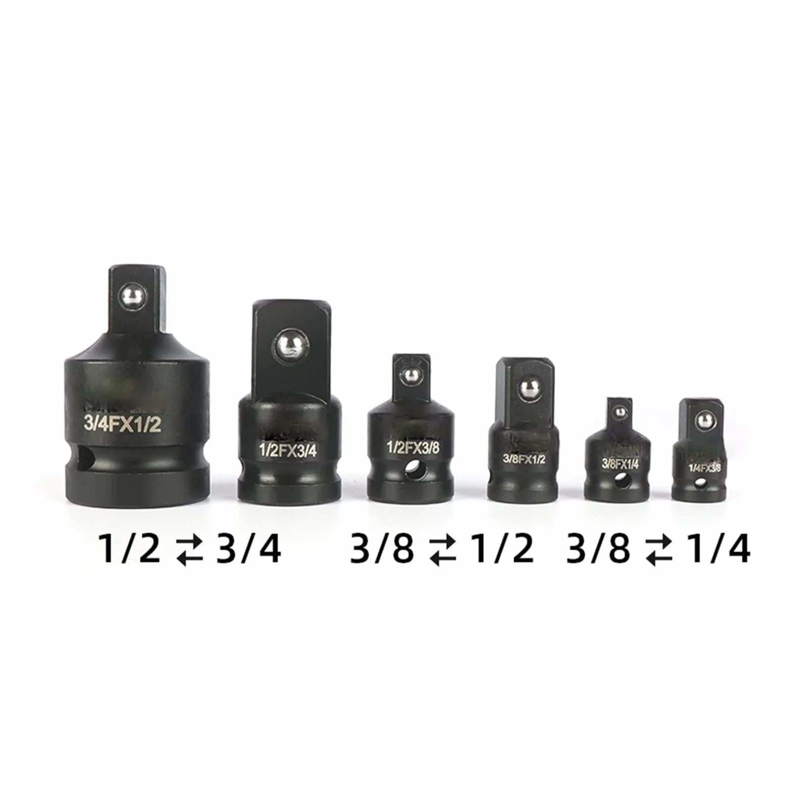 QIANHUI 6 szt. gniazdo napędowe adapter udarowy reduktor rękaw narzędzie do naprawy narzędzia naprawcze klucz adapter narzędzi ręcznych zestaw 3/8 1/4 1/2 3/4