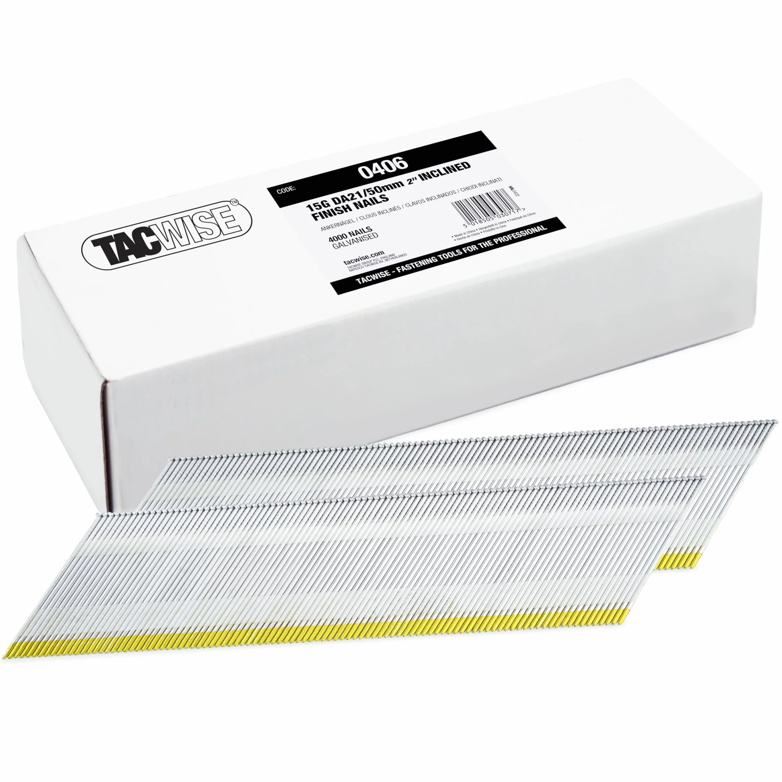 Tacwise 0406 ocynkowane gwoździe kątowe, typ DA 15 G/50 mm, głowica D, opakowanie 4000 sztuk, 50 mm, 5