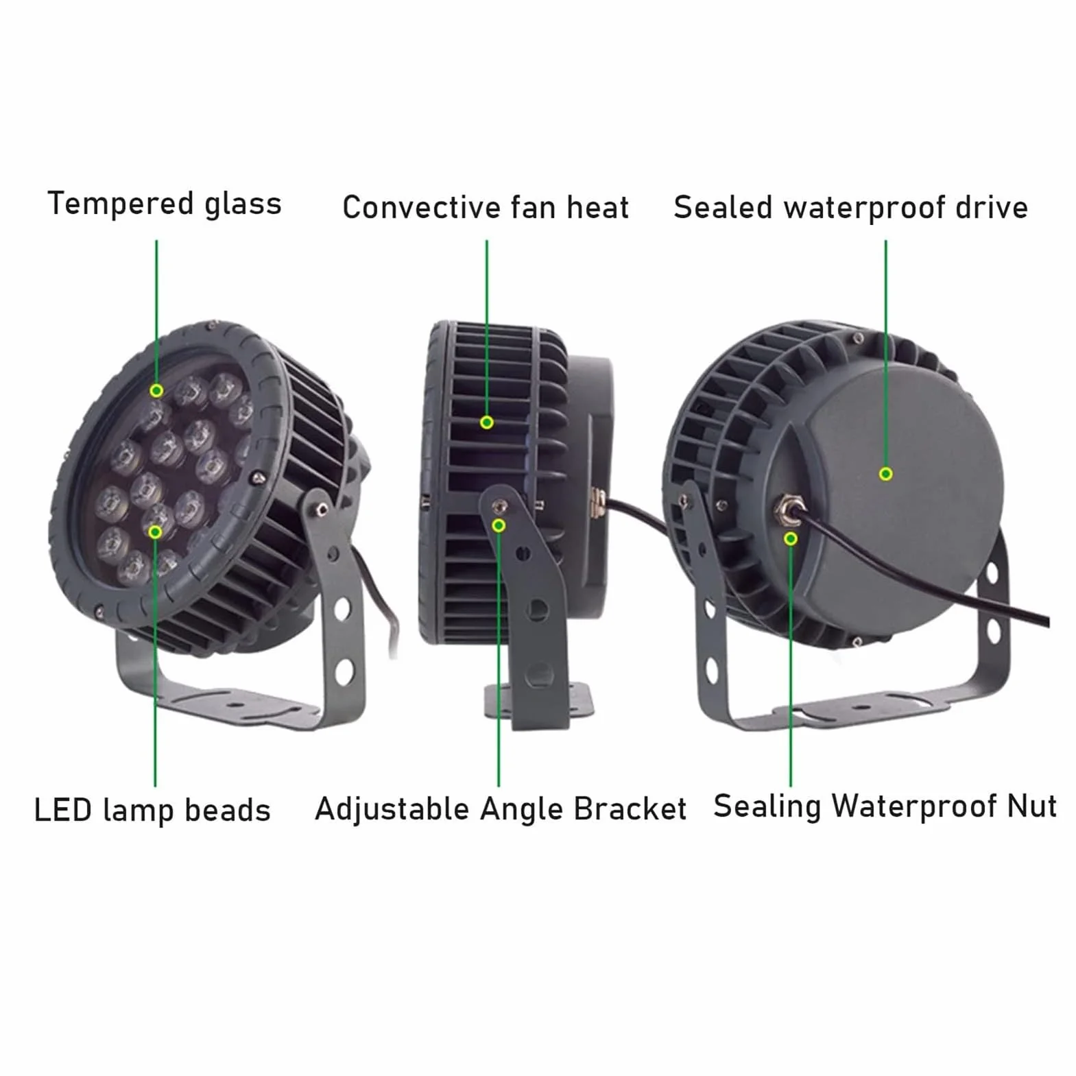Reflektor obrotowy - wiązka LED 270°, zewnętrzna dekoracyjna okrągła lampa 111-240 V, wodoodporna IP65, oświetlenie drzewa parkowego, do ogrodu, trawnika, podwórka, willi, ścieżki, oświetlenia