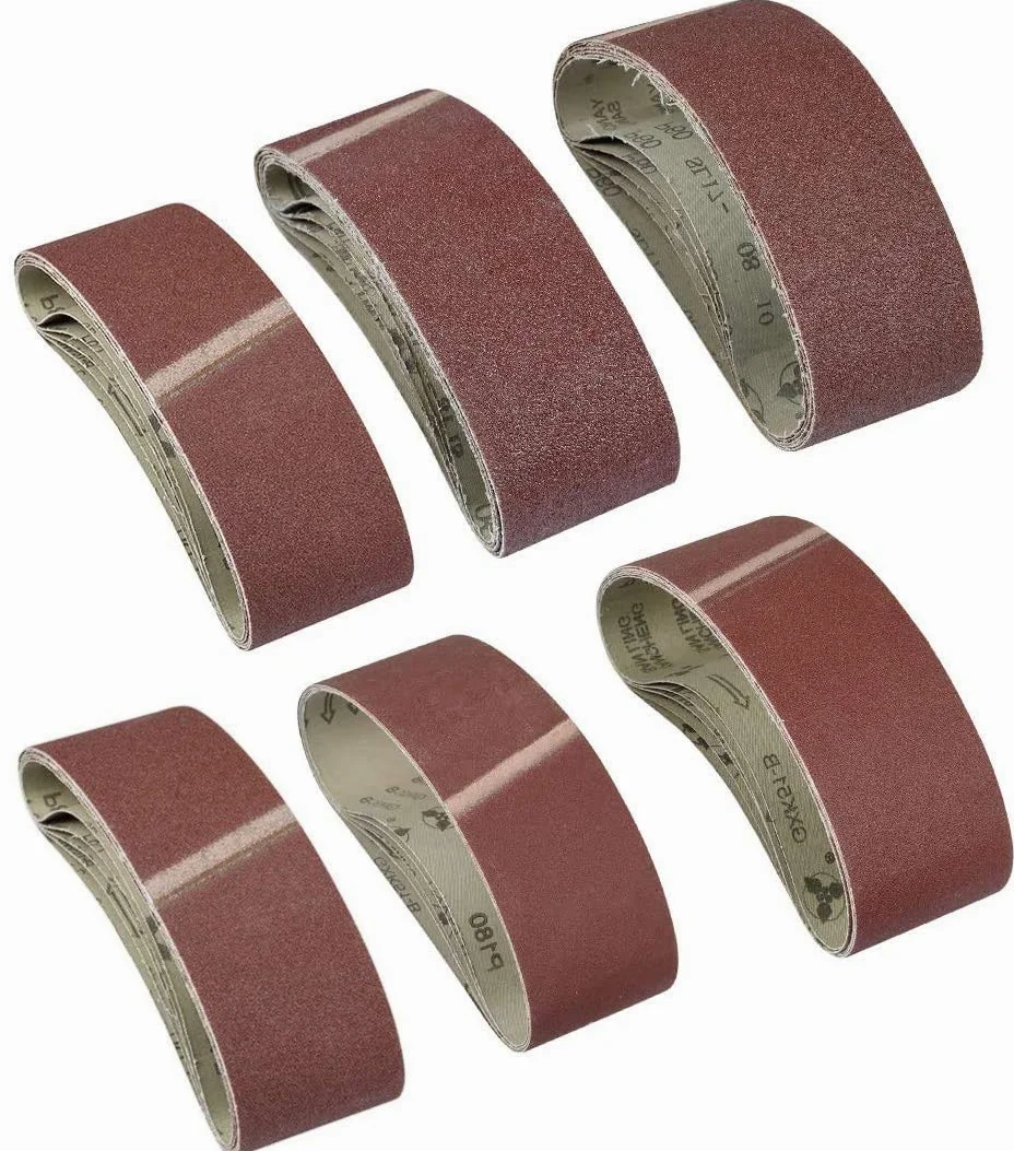 KAHEIGN 30 szt. taśmy szlifierskie do tkanin/tkanin, 75 x 533 mm pasek szlifierski 40/60/80/120/180/240 paski do pilników z tlenku glinu do szlifierek taśmowych Bosch itp