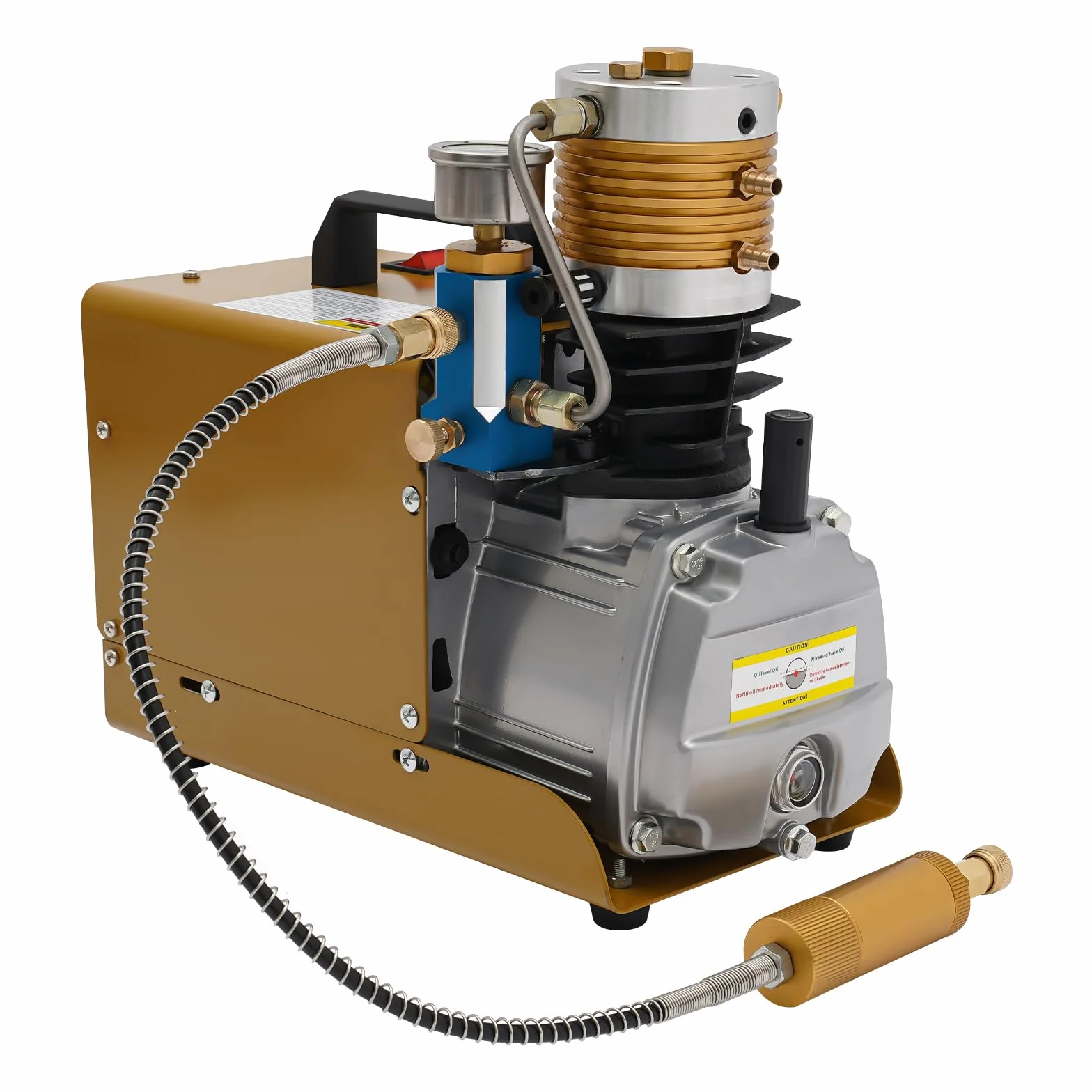 Sprężarka wysokociśnieniowa 220 V, 50 Hz, 300 bar, 4500 psi, 130 l/min, przenośna sprężarka powietrza, pompa wysokociśnieniowa, pistolet pneumatyczny do pistoletów PC z separatorem wody/oleju