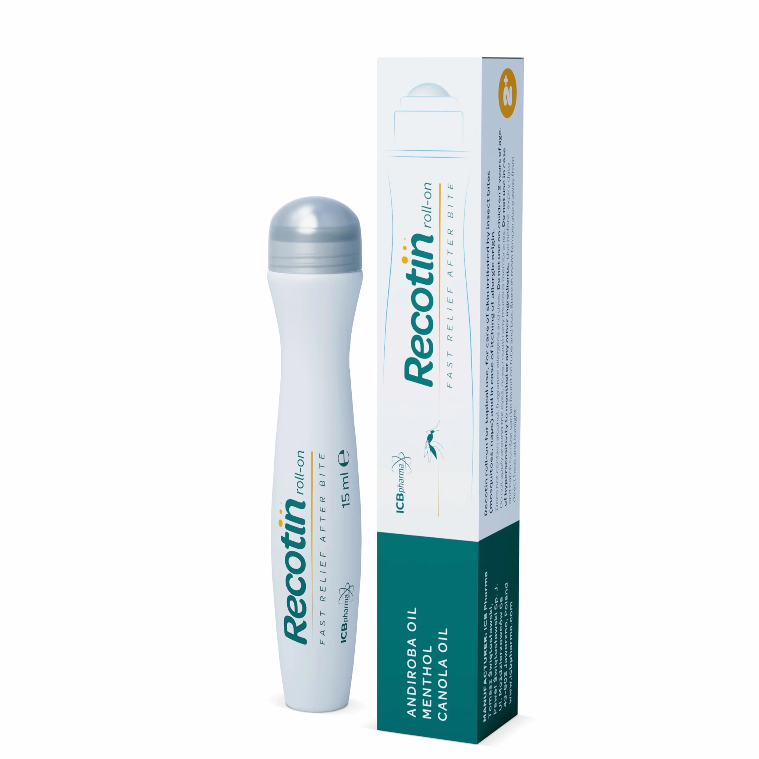 RECOTIN Roll On 15 ml naturalna substancja czynna na ukąszenia komarów wałek przeciw swędzeniu