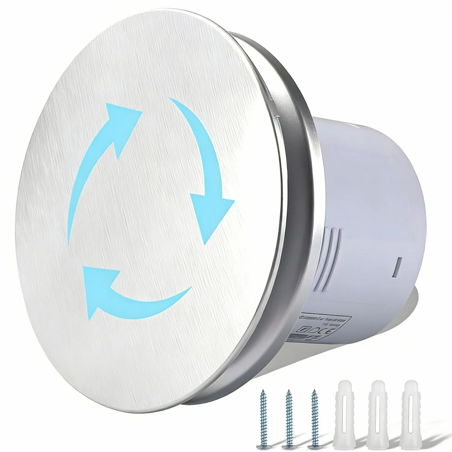 Wentylator łazienkowy 100 mm, 12 W, 160 m³/h, wentylator łazienkowy z metalowymi panelami, wyciągacz powietrza z kablem 1,5 m, montaż sufitowy, do kuchni, toalety, biura, garażu, piwnicy