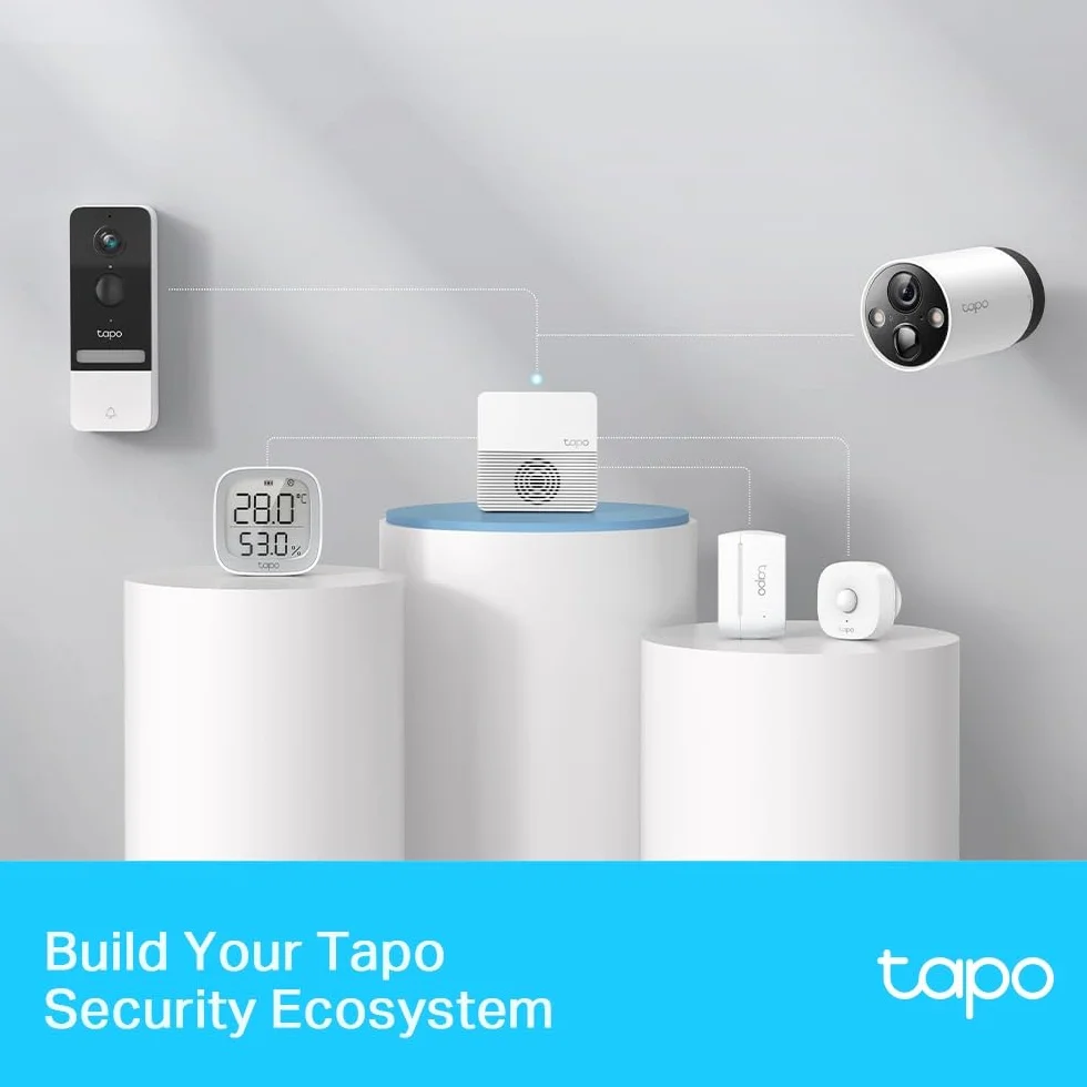 Tapo Smart Hub z dzwonkiem, hubem + alarmem, podłącz do 64+4 urządzeń, 19 opcji dzwonka, nie wymaga okablowania, pamięć MicroSD (do 512 GB), biały (Tapo H200)