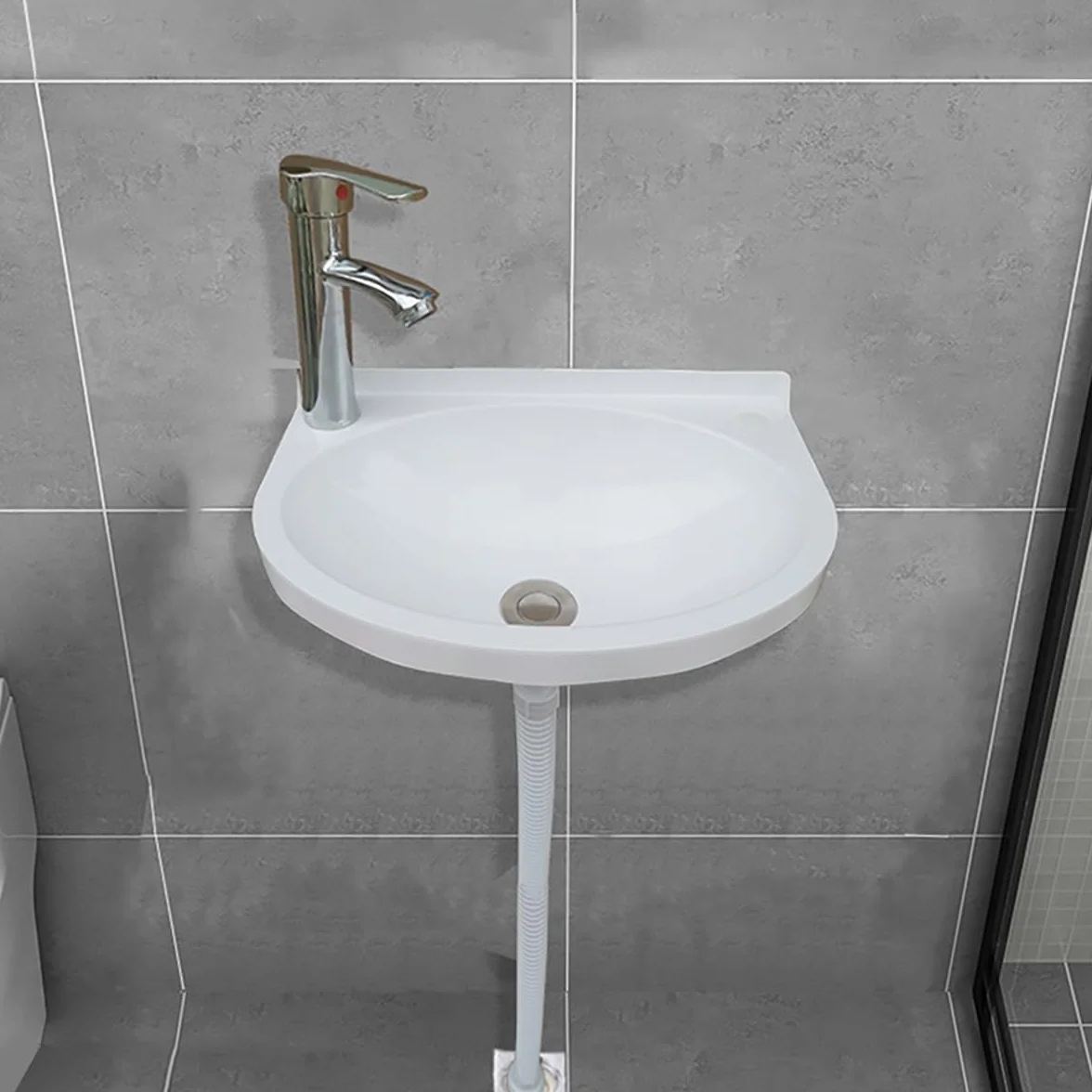 Umywalka łazienkowa do montażu na ścianie, 40 x 28 x 14 cm, nowoczesna, owalna, owalna, z zestawem odpływów 78 cm, do stylowej szatni i toaletki, elegancki biały design