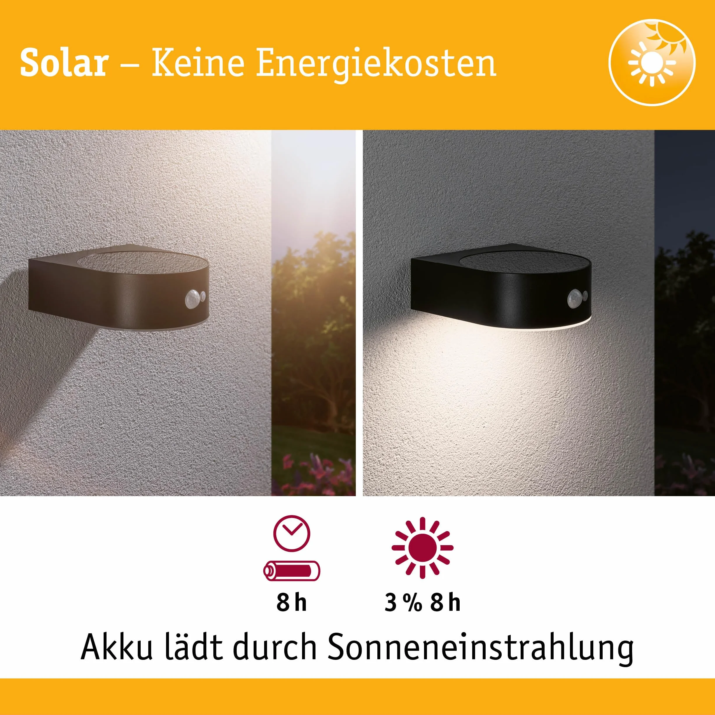 Paulmann Eileen 94570 LED lampa ścienna zewnętrzna z czujnikiem ruchu IP44 3000 K 3000 lm wraz z 1 x 5,5 W ciepła biel czarna bezprzewodowa tworzywo sztuczne do ponownego ładowania