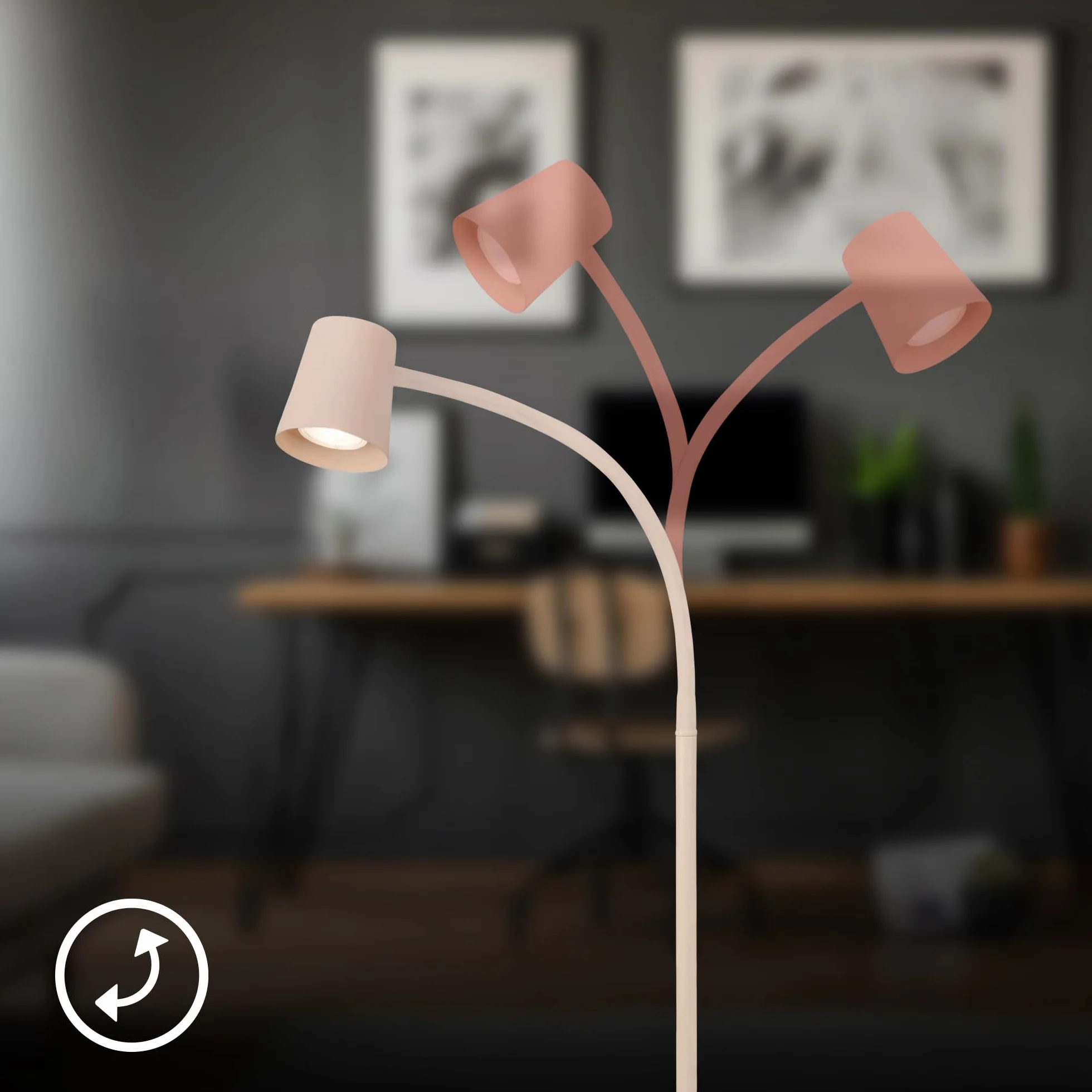 BRILONER - Lampa podłogowa z włącznikiem nożnym, GU10 max 9W, obrotowa, uplighter, do czytania i dekoracji, 21x127,5 cm, beżowy – wygodne sterowanie i stylowy design