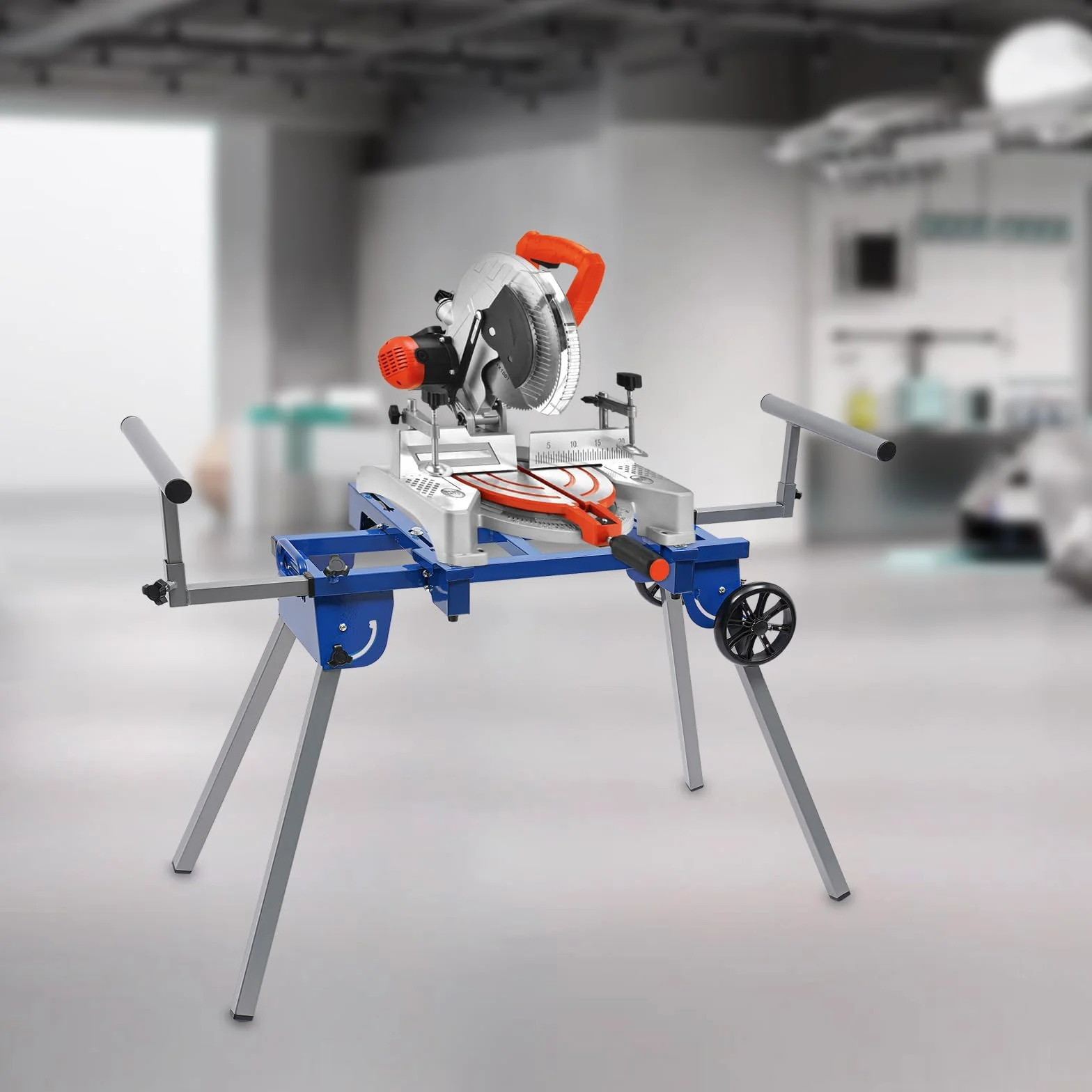 Podstawa stołu roboczego, podstawa do piły ukośnej, stelaż maszyny, wysokość 870 mm, mobilny stół warsztatowy, stół warsztatowy do piły ukośnej (z kółkami)