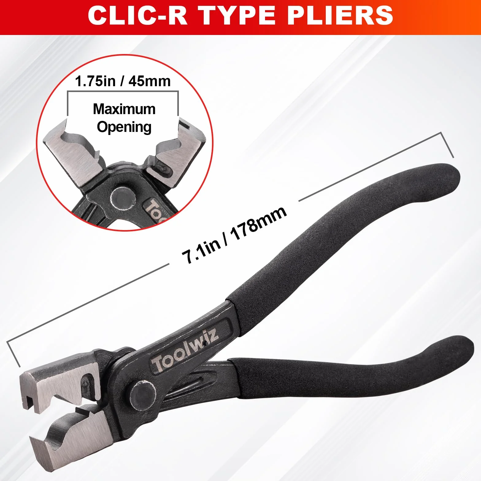Toolwiz Szczypce do zacisków węży, narzędzie zaciskowe o rozpiętości 68,6 cm, kątowe szczypce sprężynowe, szczypce zaciskowe do węża płaskiego