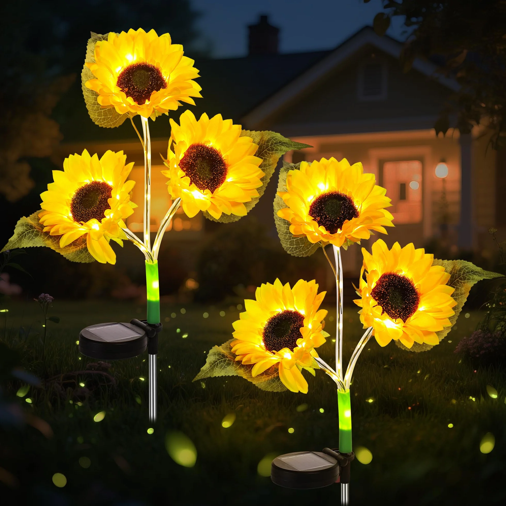 Starvortex 2-Pack światła solarne do ogrodu na zewnątrz, wodoodporne światło solarne do ogrodu, akcesoria ogrodowe z 60 LED, dekoracyjne światła solarne na ścieżki, trawnik, balkony, imprezy