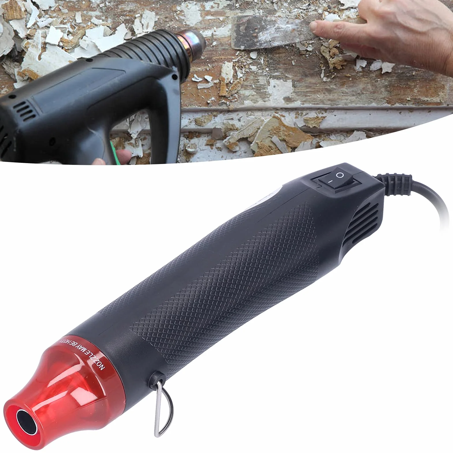 Przenośny pistolet na gorące powietrze, 200 ℃ 390 ℉ Mini opalarka Plastik ABS Zewnętrzne szerokie zastosowanie do projektów DIY(Norma europejska 230V)