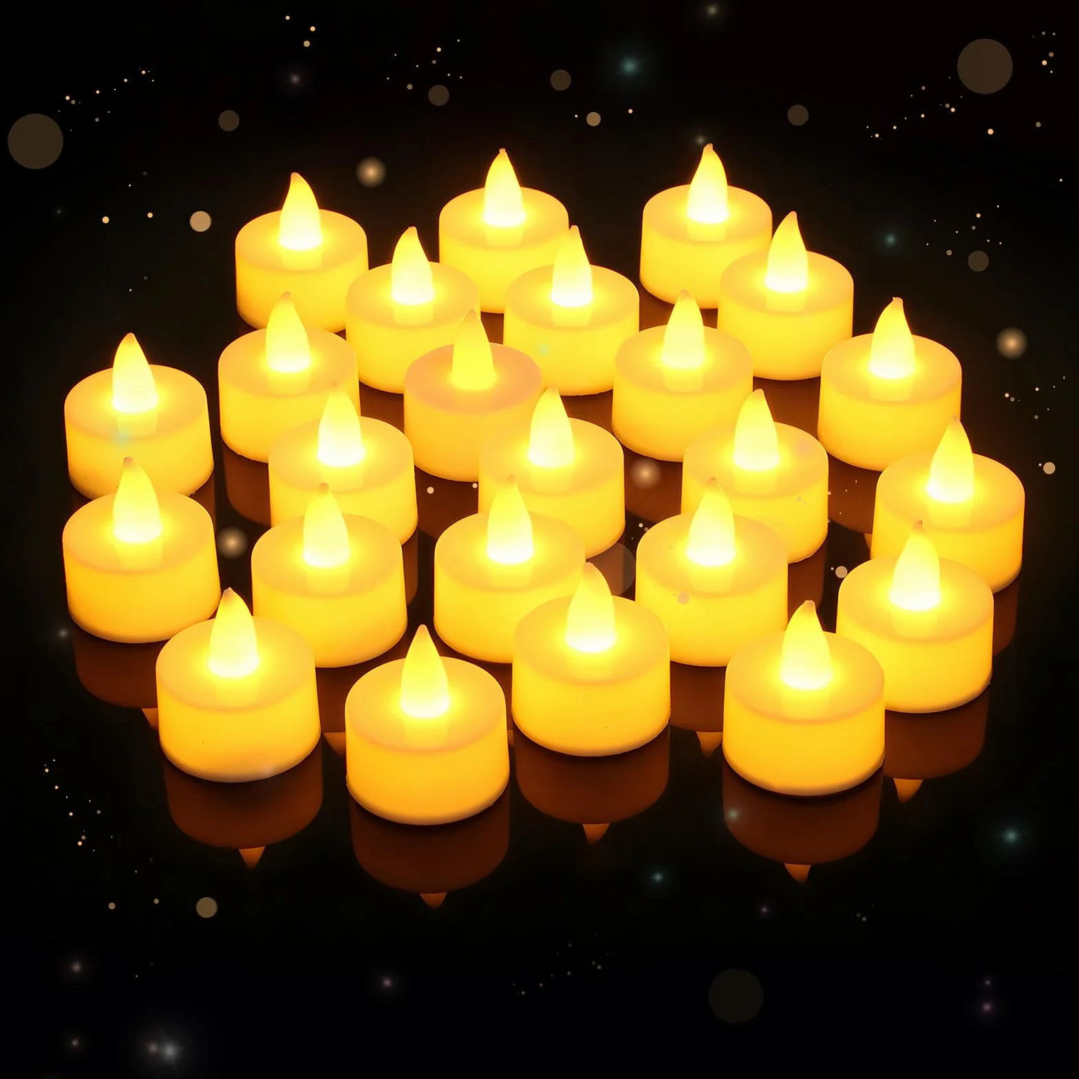 24 sztuki podgrzewaczy LED, ciepłe podgrzewacze LED, bezpłomieniowa symulacja, elektryczne podgrzewacze LED na imprezy, spowiedź, randki, do wystroju mieszkania (średnica 3,7 cm x wys. 4,1 cm)