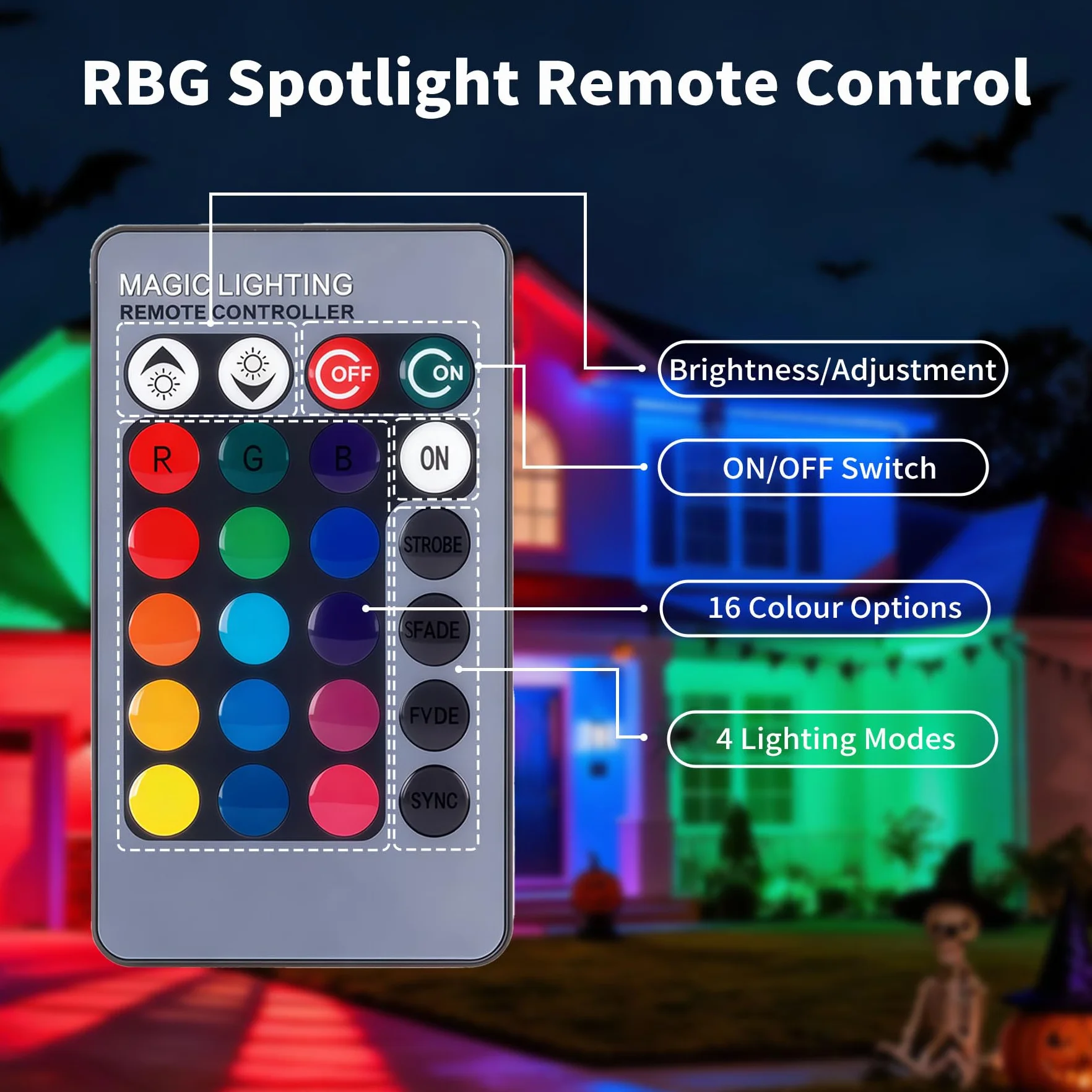 4 x 10 W RGB Zewnętrzny reflektor LED, światło ogrodowe LED, ciepła biała dekoracyjna lampa do ogrodu, podwórka, podjazdu [klasa efektywności energetycznej A+]