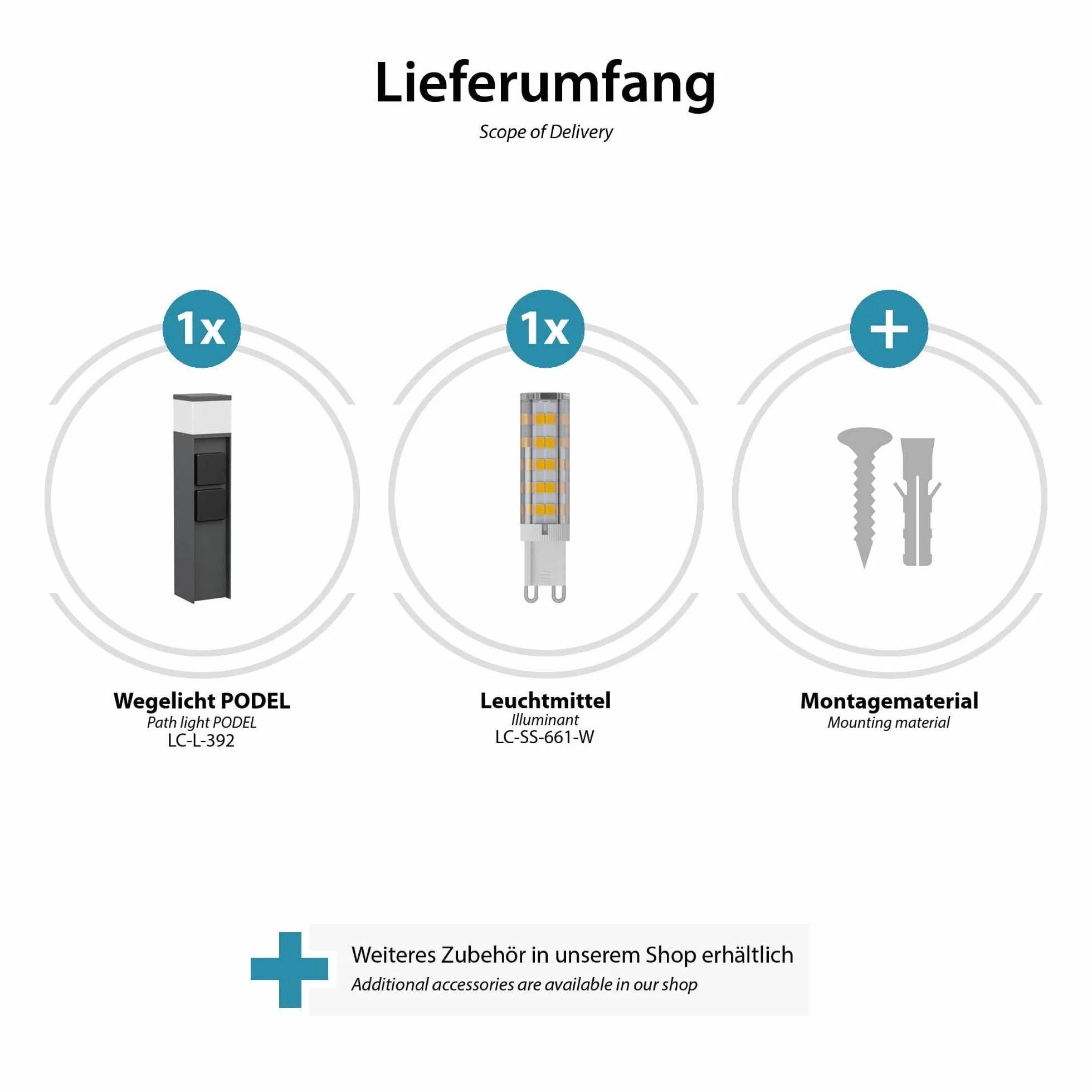 ledscom.de Słupek oświetleniowy PODEL 39 cm antracyt 2 gniazda G9 596 lm biały