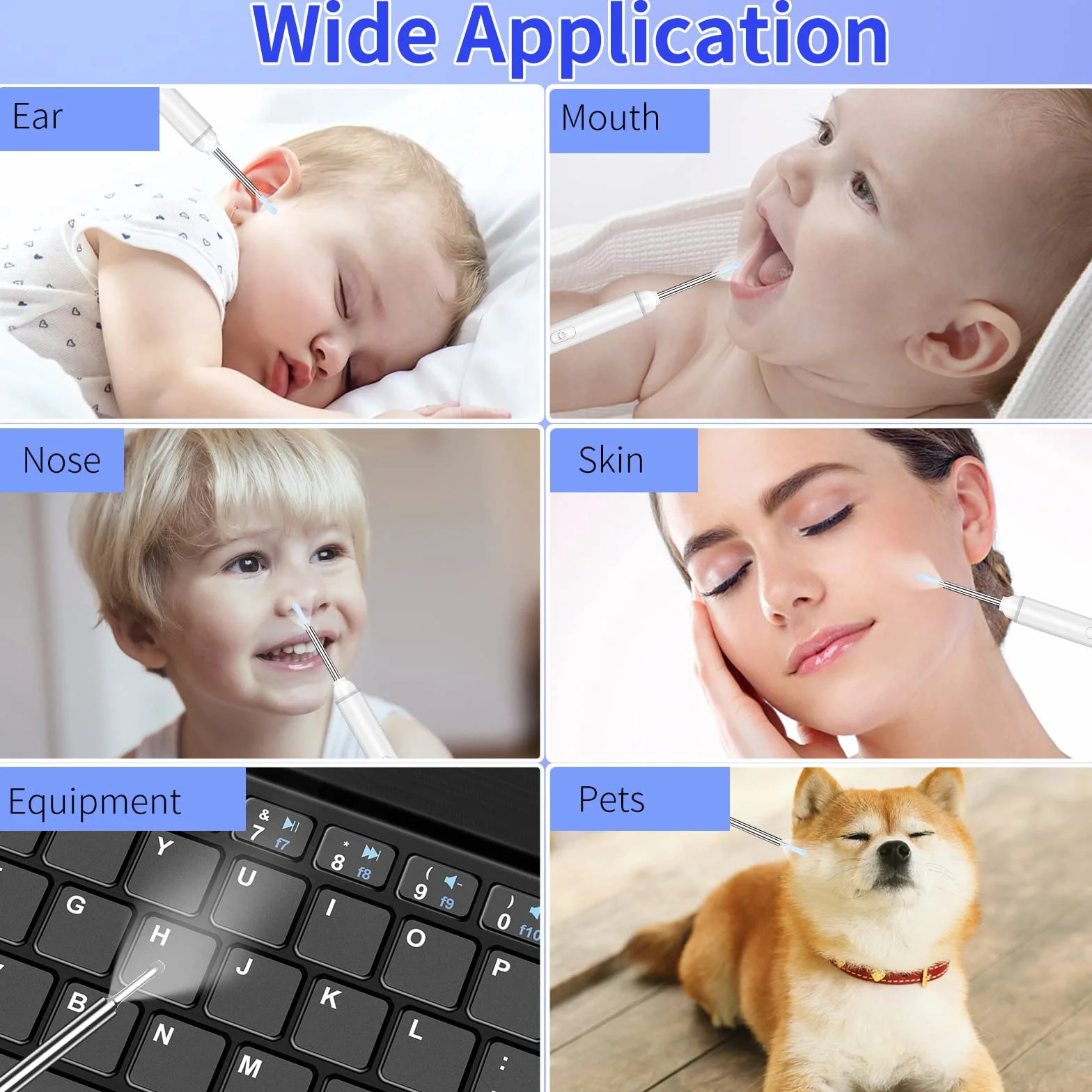 Otoskop HD 1920P Wodoodporna kamera do uszu IP67 6 diod LED iOS Android (biały)