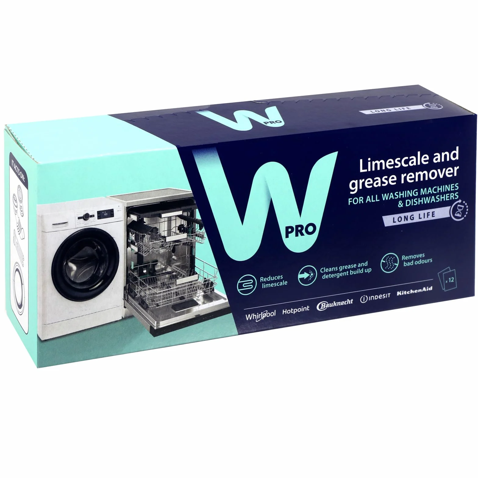WPRO Indesit odkamieniacz i detergent (pudełko 12 sztuk) pomaga zabijać bakterie i eliminuje zapachy oraz utrzymuje świeżość pralki