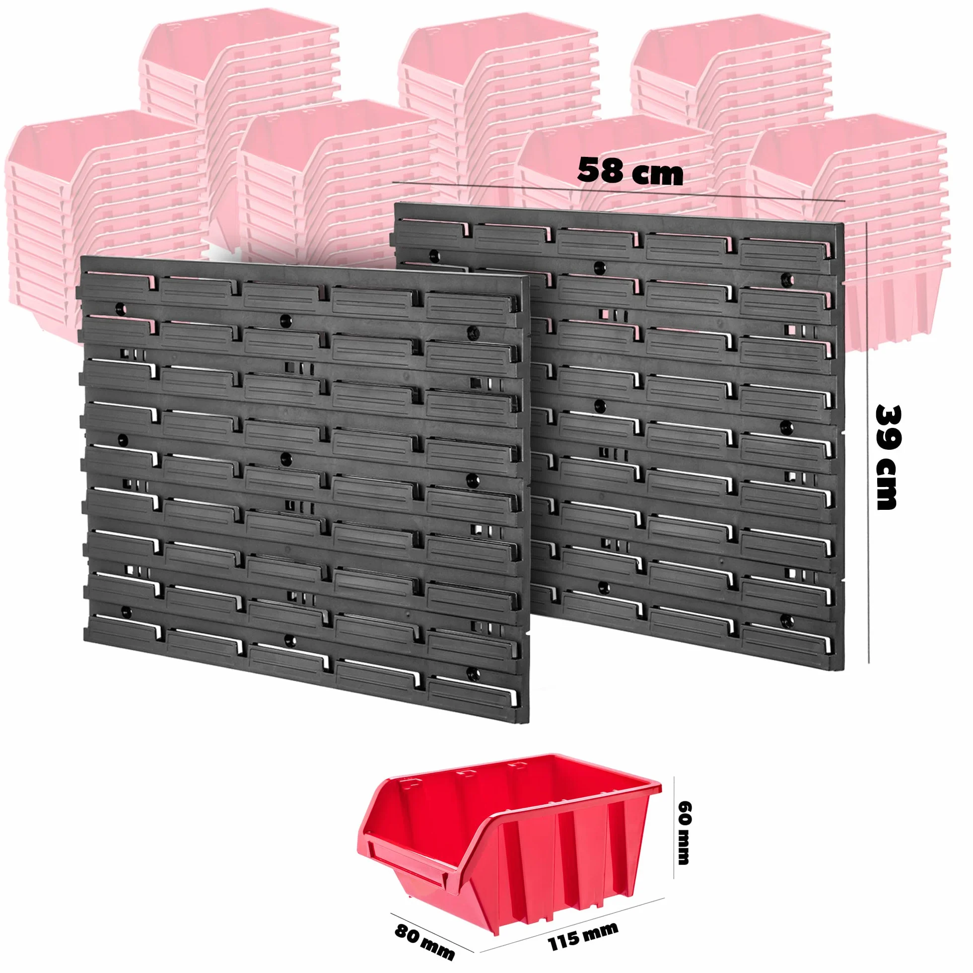 KADAX Regał ścienny warsztatowy, 58 x 78 cm, system magazynowy z wytrzymałego tworzywa sztucznego, odporny na promieniowanie UV, regał warsztatowy, rozszerzalne płyty ścienne, regał do garażu