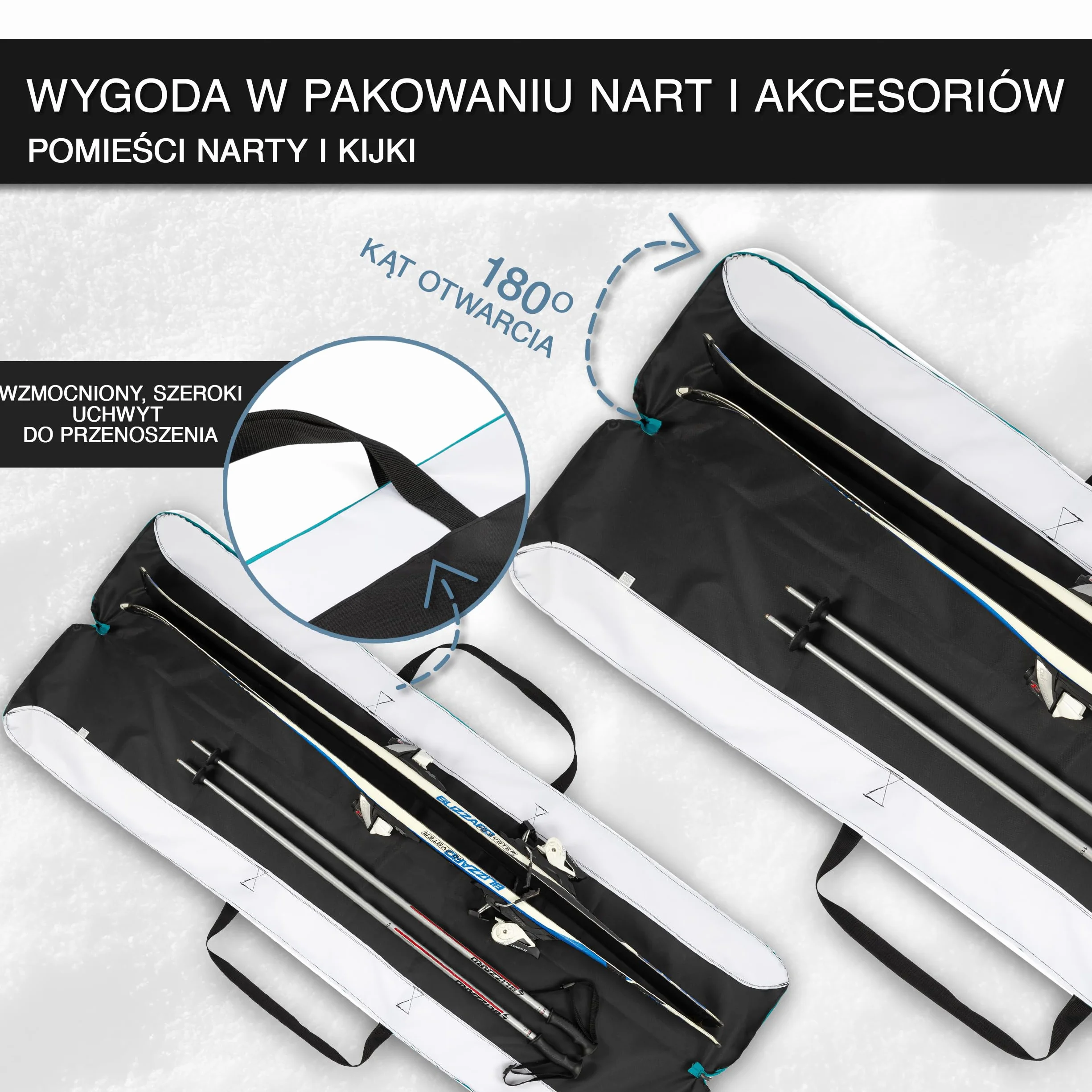 Torba na narty Gremex - Pokrowiec na 1 parę nart - Wodoodporna torba na narty - Wytrzymała, lekka torba na narty - Ergonomiczny pokrowiec na narty - Pokrowiec na narty alpejskie