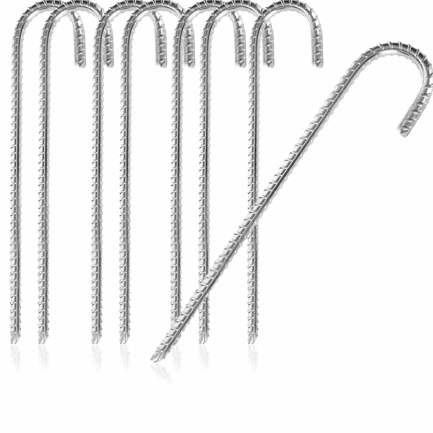 COM-FOUR® 8x kotwy gruntowe XL wykonane z litej stali, ksztalt J 30 cm, Ø 1 cm - ocynkowane kotwy gruntowe do namiotów, pawilonów, dmuchanych zamków, trampolin, stabilne i odporne na rdze