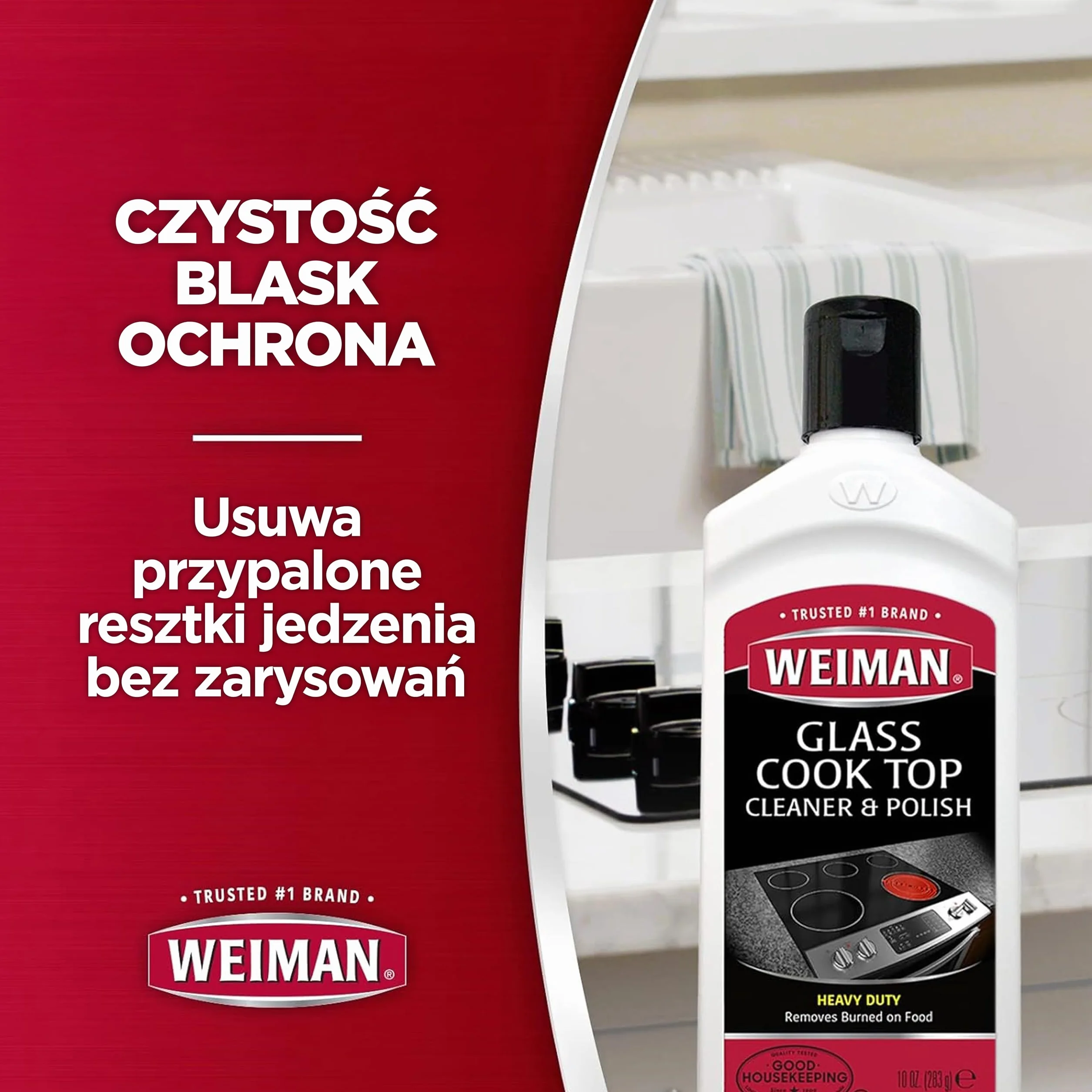 Weiman Glass Cook Top Cleaner and Polish - Zestaw do czyszczenia płyt kuchennych z gąbką do szorowania - 300 ml