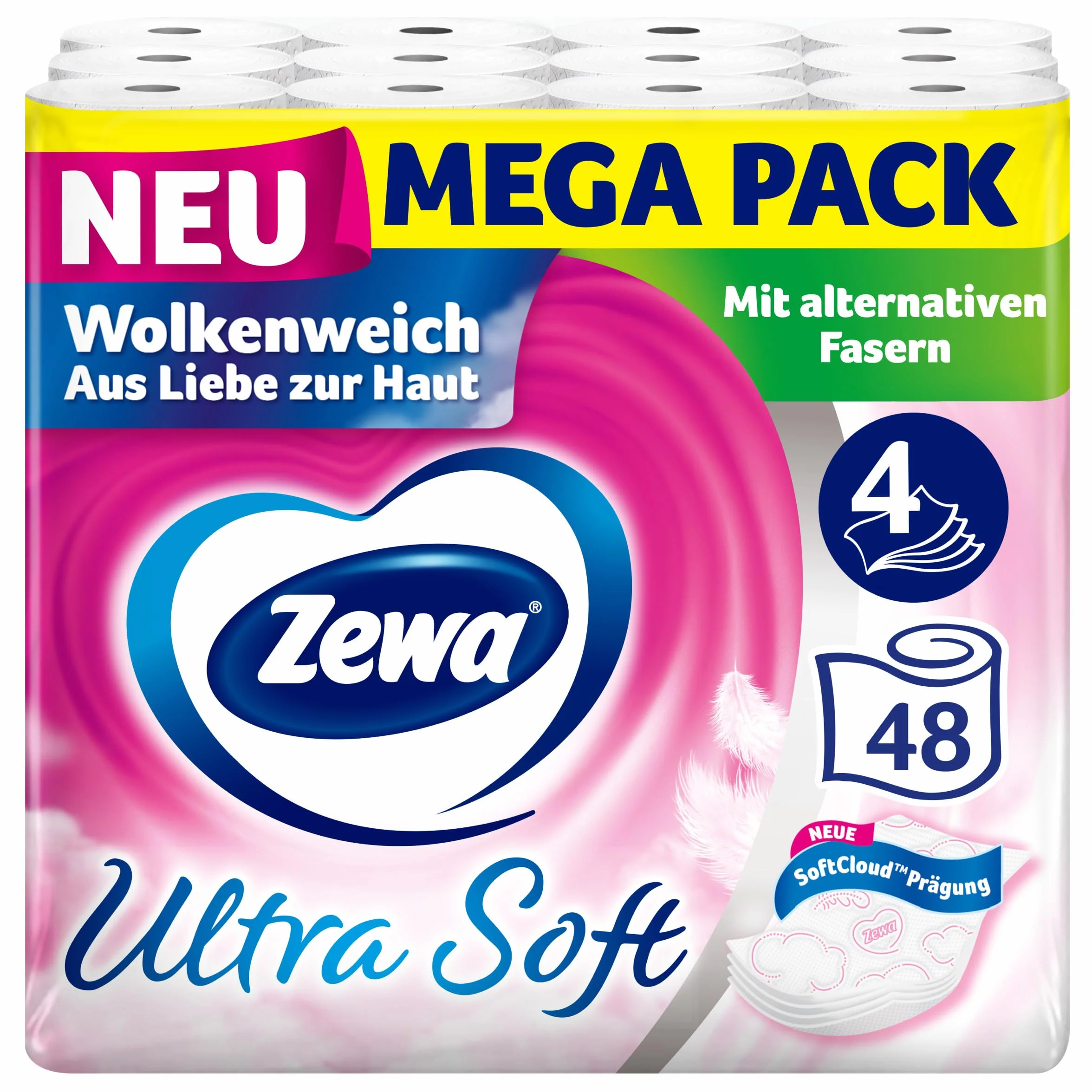 Zewa Ultra miękki papier toaletowy z zawartością słomki, 3 x 16 rolek