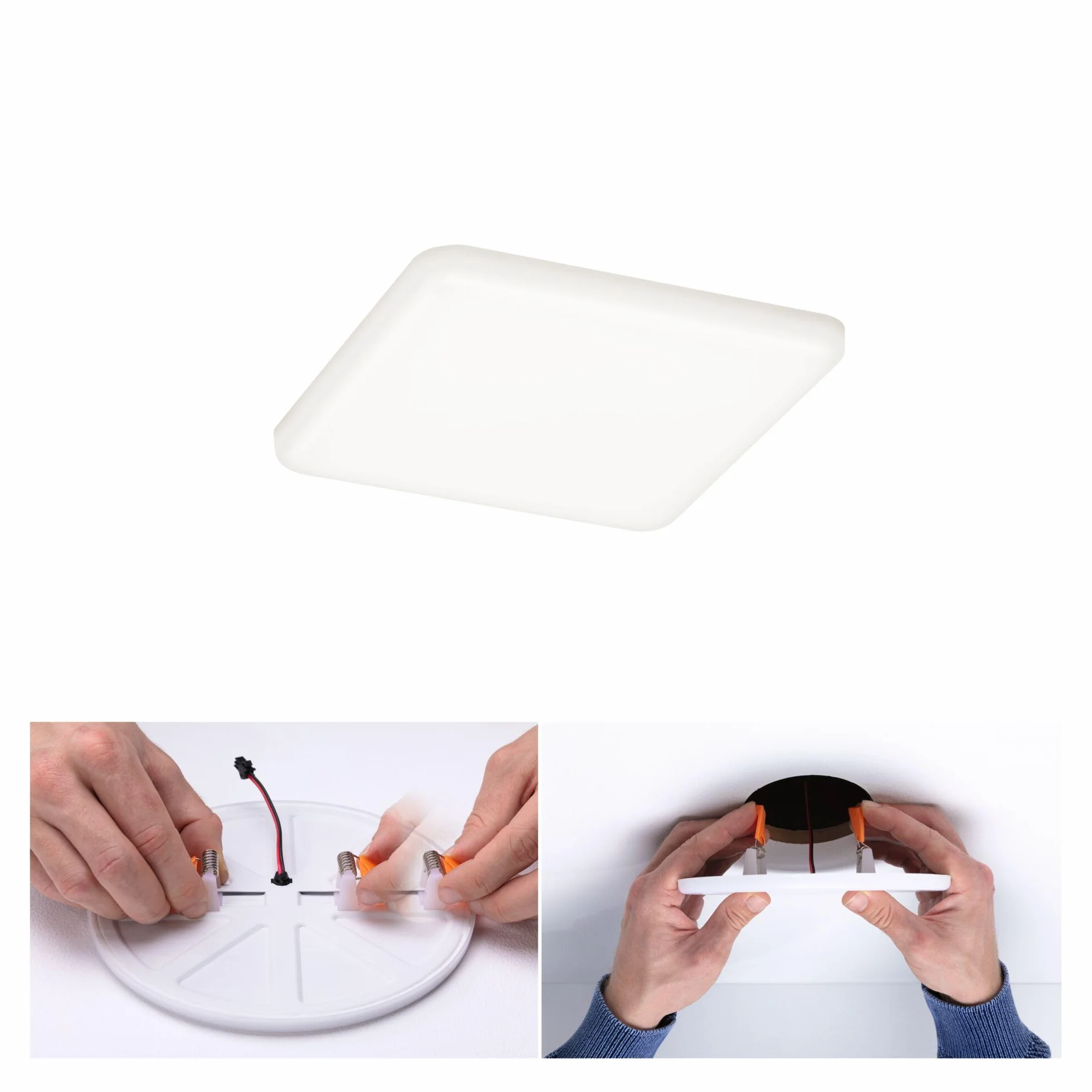 Paulmann 92397 Panel LED, oprawa wpuszczana Veluna VariFit, IP44 125x125mm czworok., w kompl. oprawa sufitowa 1x8,5 W satyn. tworzywo sztuczne 4000 K