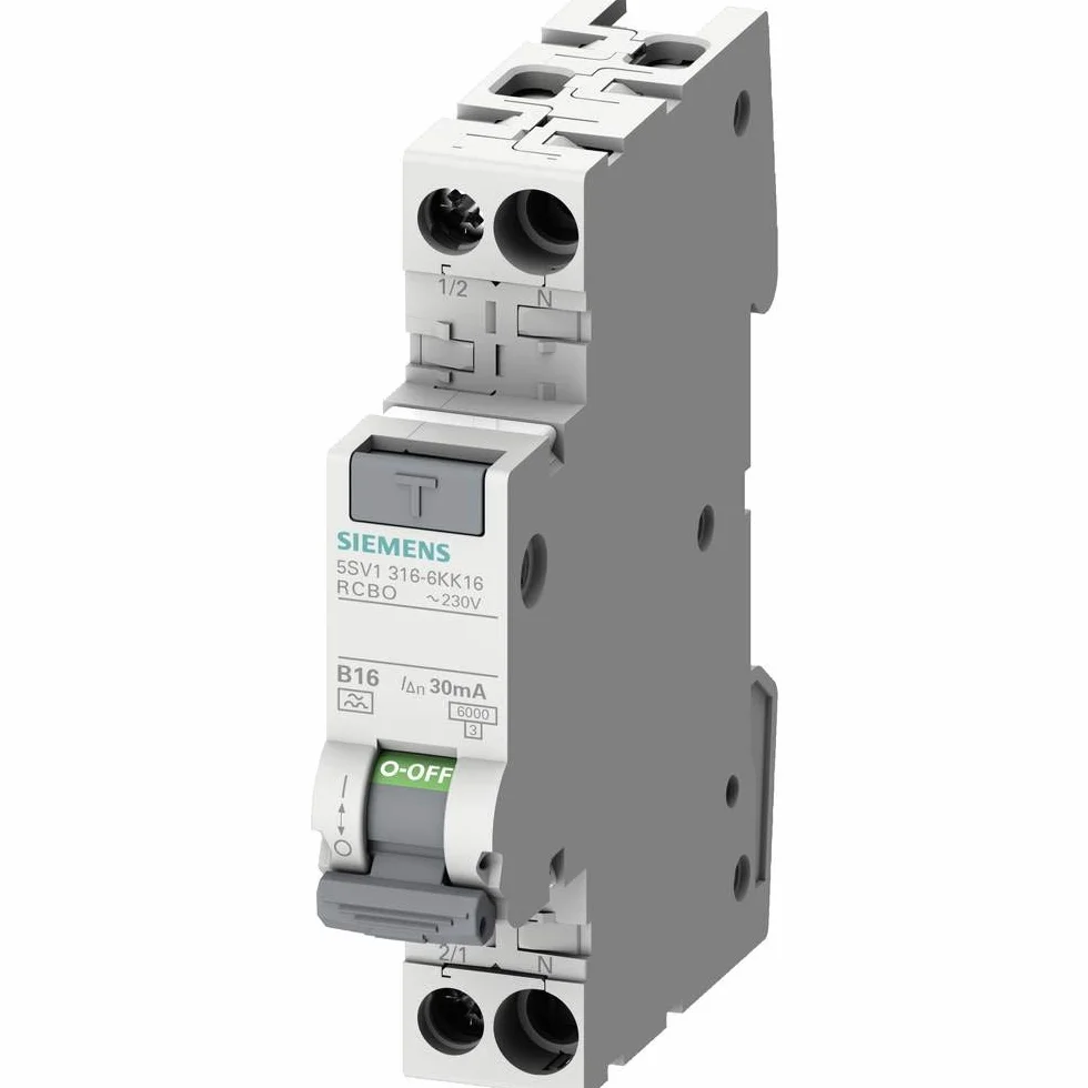 Siemens 5SV13166K16 FI/LS RCBO 1P+N 6kA typ A 30mA B16 230V zabezpieczenie różnicowo-przeciążeniowe 1TE