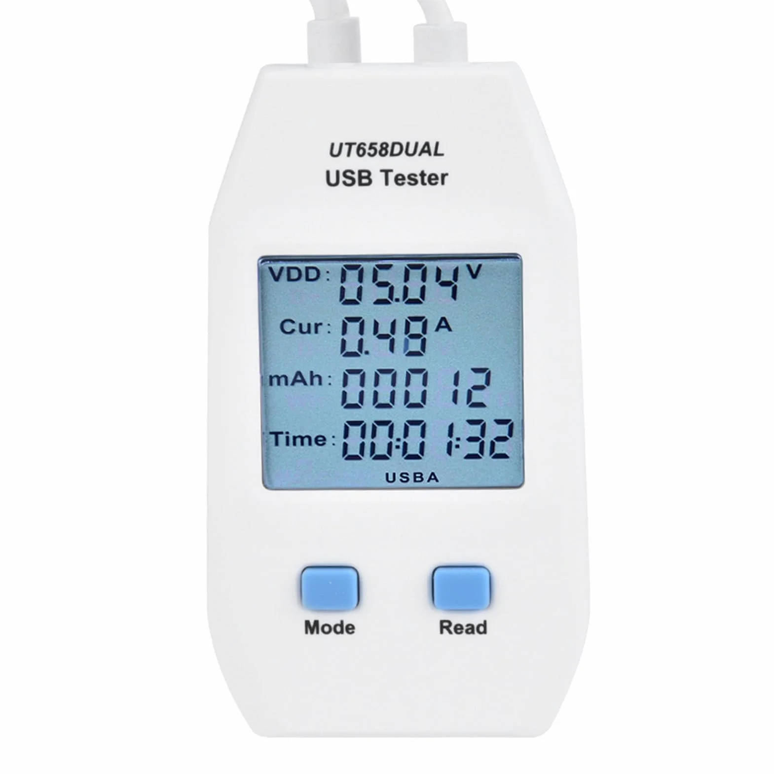 Generic LCD USB Tester Woltomierz Cyfrowy Amperomierz Miernik Mocy do Testowania Inżynieryjnego i Majsterkowiczów Biały ABS (UT658 podwójny)