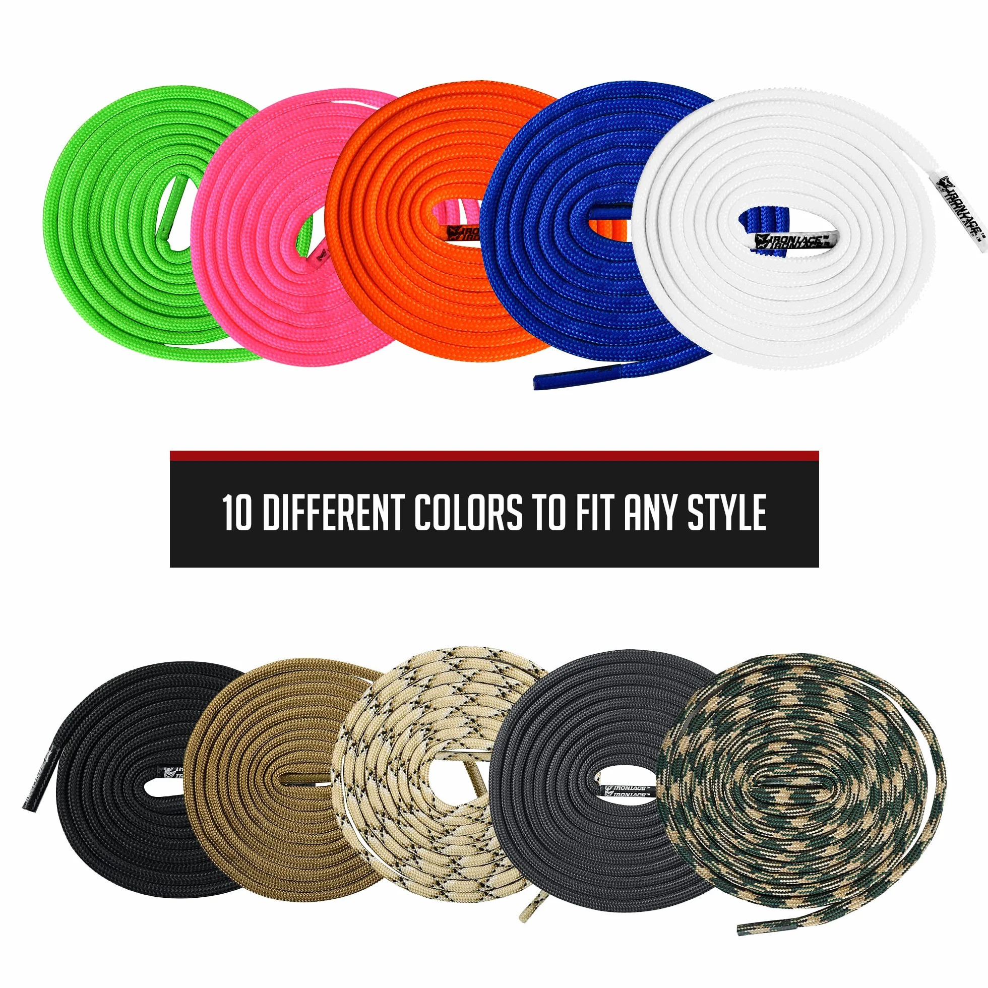 Ironlace Standardowy paracord, Midnight Black, 127 cm