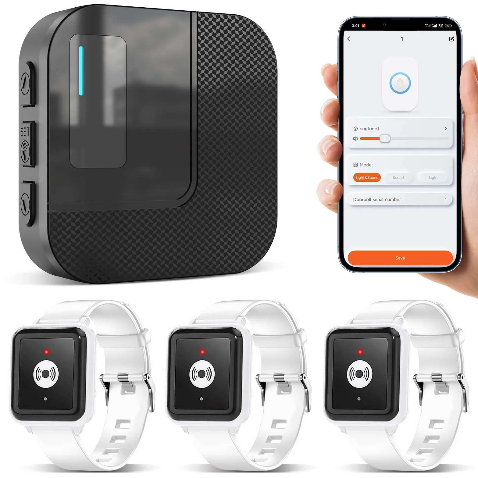 Daytech inteligentny alarm dla seniorów WiFi Tuya, przycisk ratunkowy dla osób starszych i starszych osób, które potrzebują pomocy w domu (1 odbiornik + 3 bransoletki)