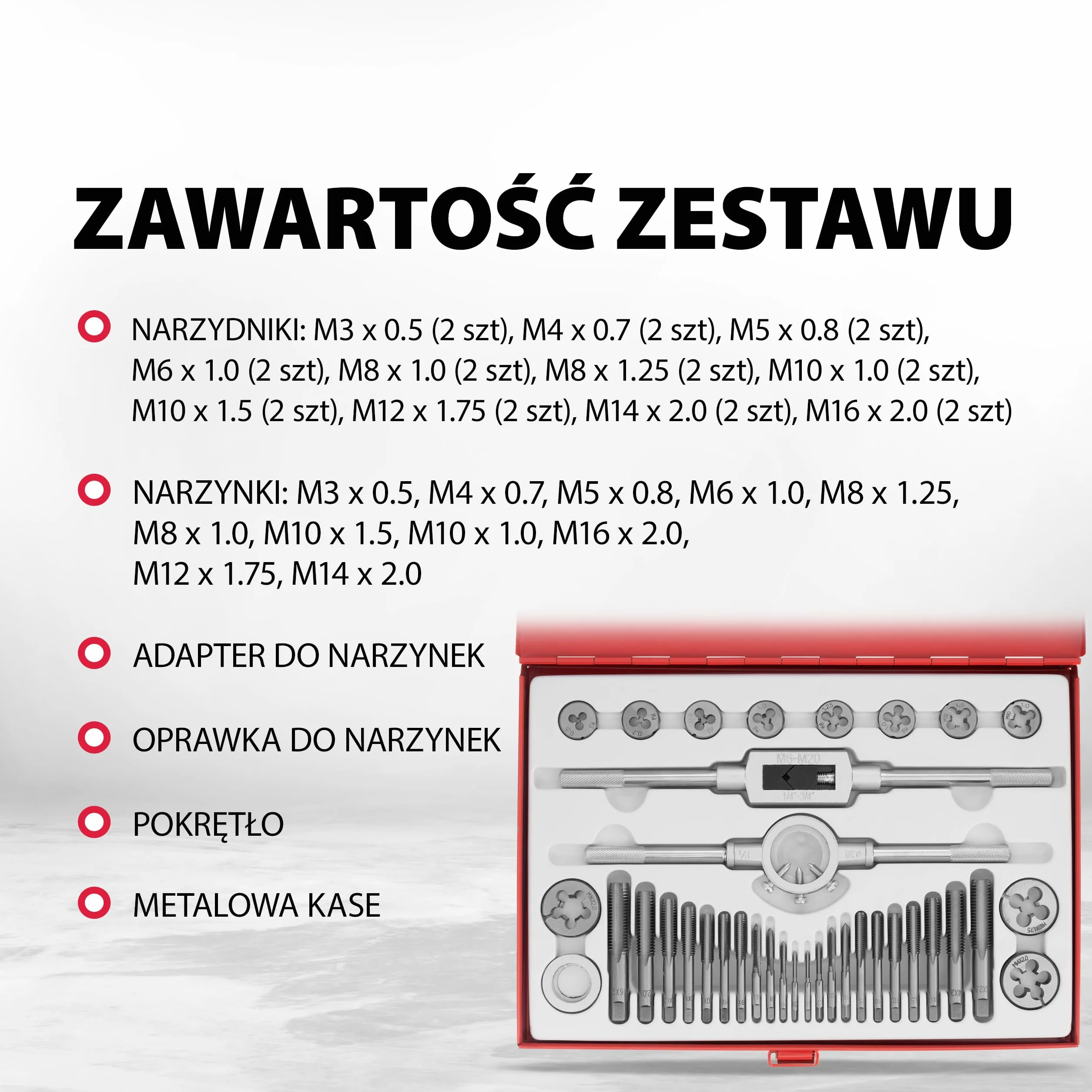 MTX Zestaw Gwintowników i Narzynek, Ręczny, M3-M16, 36 elementów - MTX