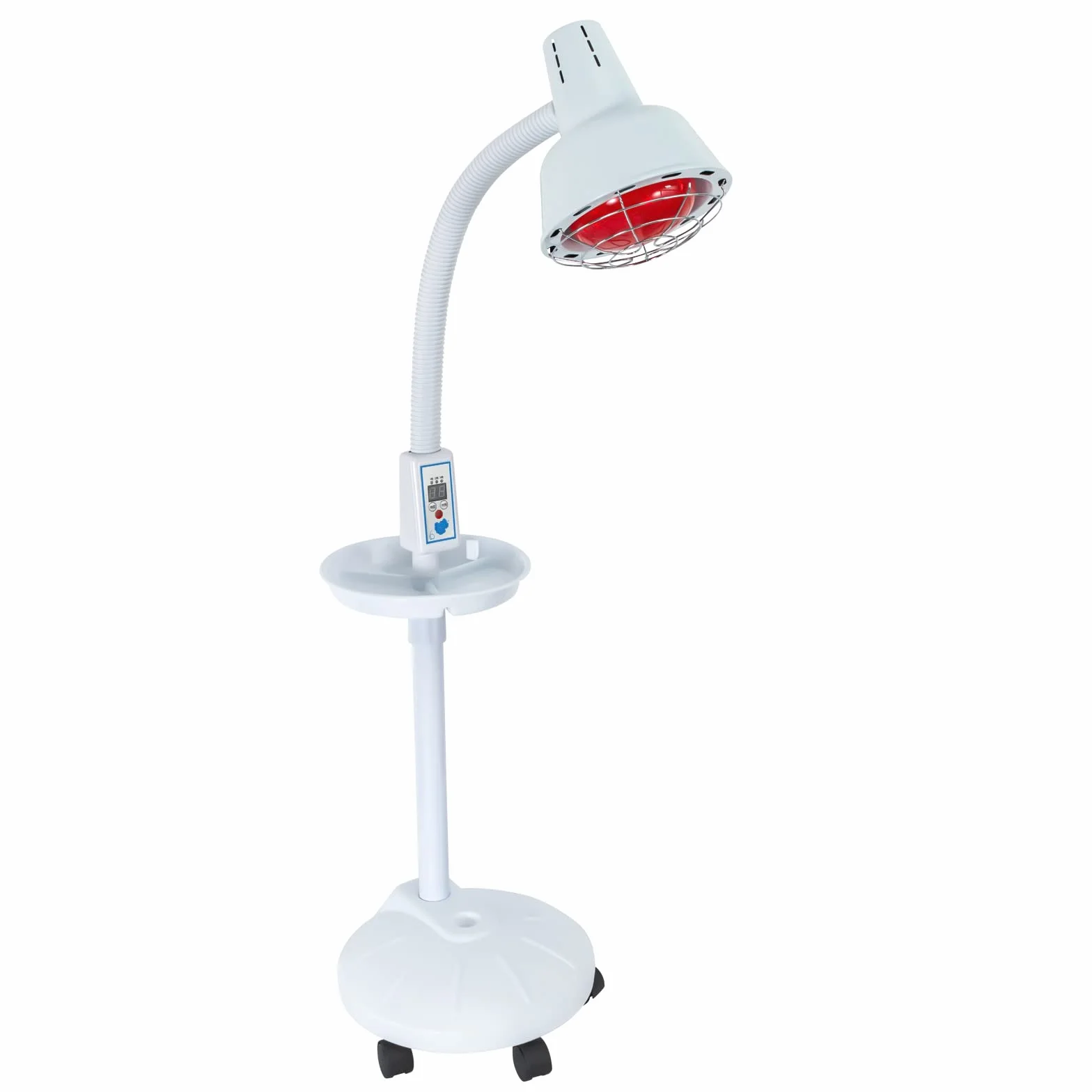 Lampa na podczerwień 275 W, czerwone światło, regulowana lampa grzewcza z timerem i kółkami, światło na podczerwień, do łagodzenia bólu, półka, dziesięć poziomów temperatury