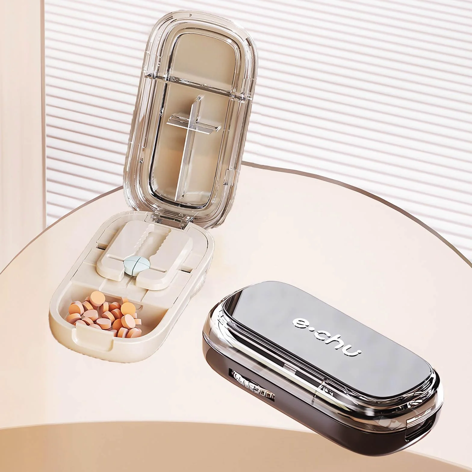 Tablet Splitter Pill Cutter 2 in 1 for Small Large Pills Cutting & Storage Dispenser
