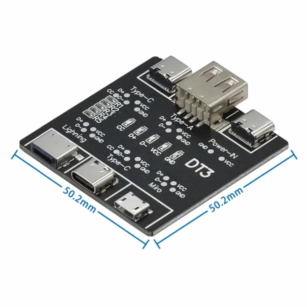 DollaTek 2 szt. wielofunkcyjny tester kabli danych USB do szybkiego rozpoznawania DT3-USB tester kabli danych, szybkie narz?dzie do wykrywania, p?ytka drukowana do Micro typu C