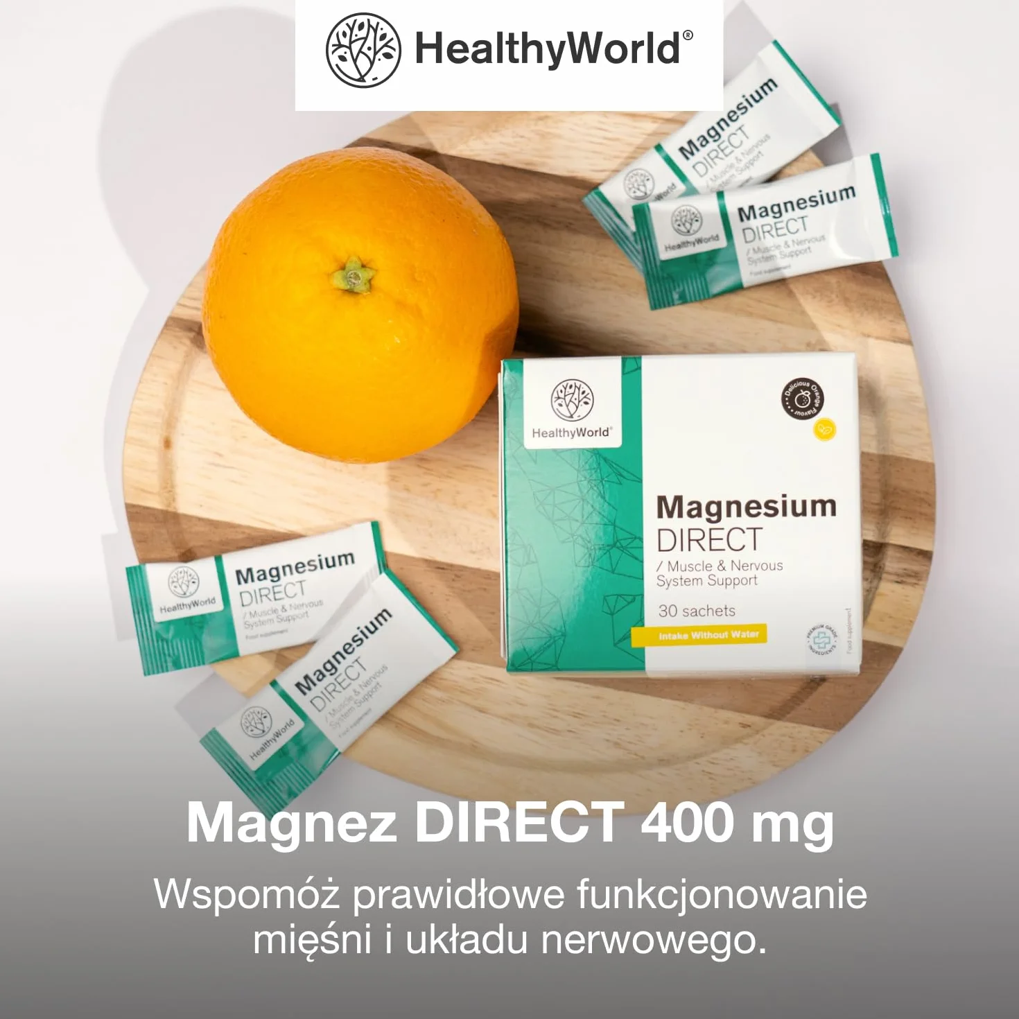 Magnez DIRECT 400 mg cytrynian tlenek 30 saszetek pomarańczowy - wsparcie mięśni i układu nerwowego