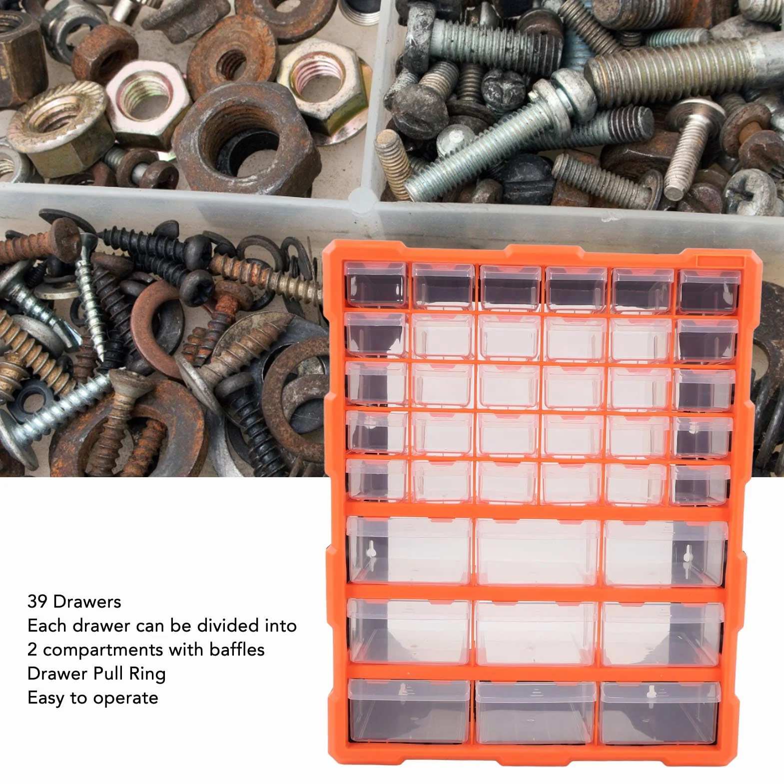 Cocoarm 39 Szufladowy Organizer Plastikowa Szafka do Przechowywania Sprzętu 385 X 465 X 160 Mm, Szuflada do Montażu na ścianie Organizator Przechowywania Sprzętu z Przezroczystymi Szufladami Warsztatu
