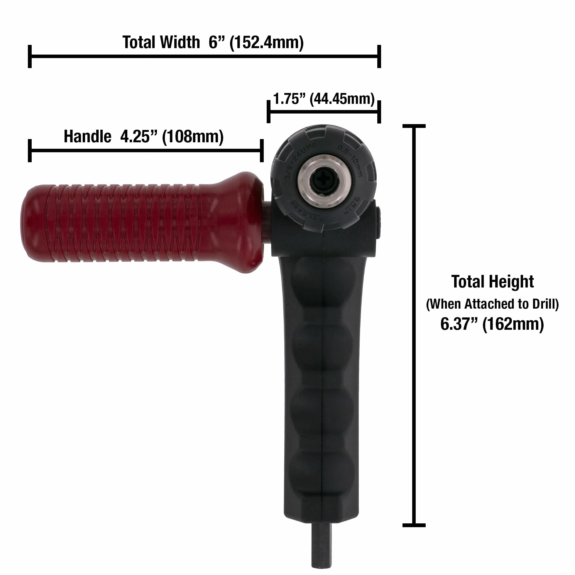 Milescraft 1304 Drill90PLUS - nasadka do wiertarki kątowej, czarno-czerwona