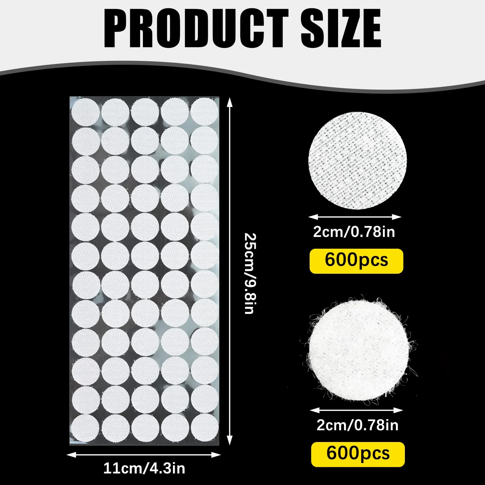 RETON Samoprzylepne kropki na rzep, 1200 szt., 20 mm, mocne kropki na rzepy, dwustronne, samoprzylepne podkładki na rzepy do domu, biura, szkoły (białe)