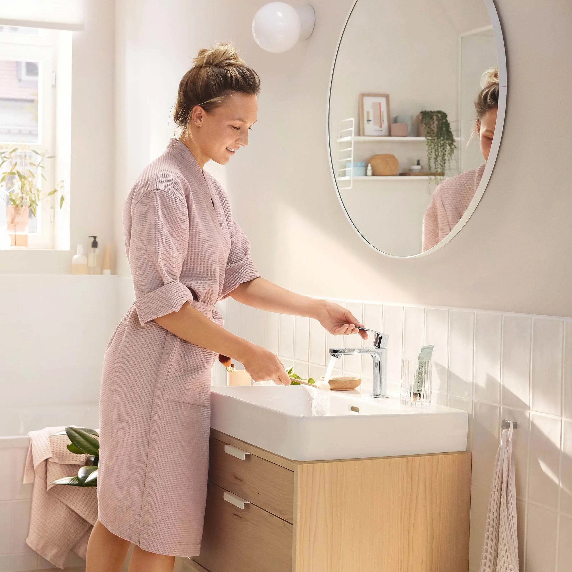 hansgrohe Rebris S - jednouchwytowa bateria umywalkowa z zestawem odpływowym klik-klak, kran łazienkowy z wylewką 109 mm, oszczędność wody (EcoSmart+) i energii (CoolStart), chrom, 72588000