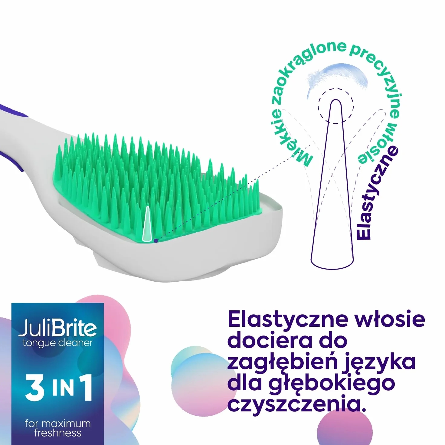 Zestaw do czyszczenia języka | 1 Żel do czyszczenia języka (50 ml) + 1 Szczoteczka do czyszczenia języka | Pomaga w walce z nieświeżym oddechem (halitoza) | Biały język | Świeży oddech