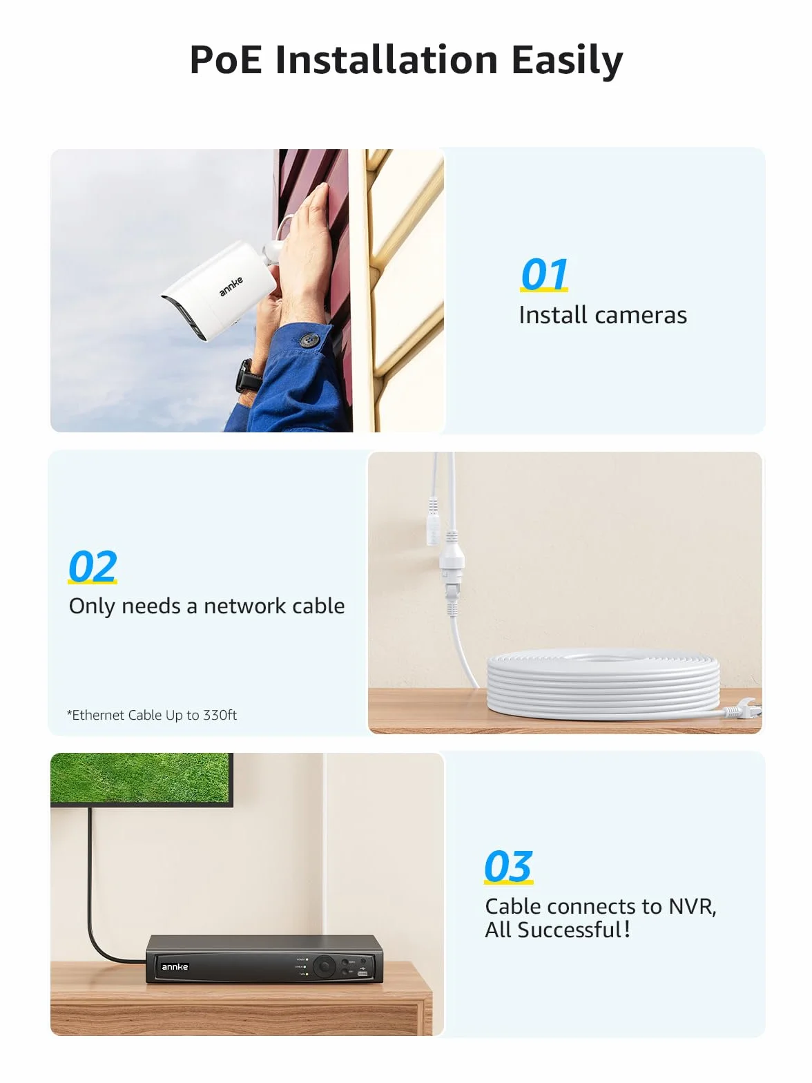 ANNKE 4K PoE H.265 Zestaw kamer do monitoringu CCTV, 4 sztuki zewnętrznych kamer IP 8MP z wykrywaniem osób/pojazdów i 8-kanałowy NVR z 2 TB HDD do nagrywania 24h/7 Noktowizja Wodoodporność