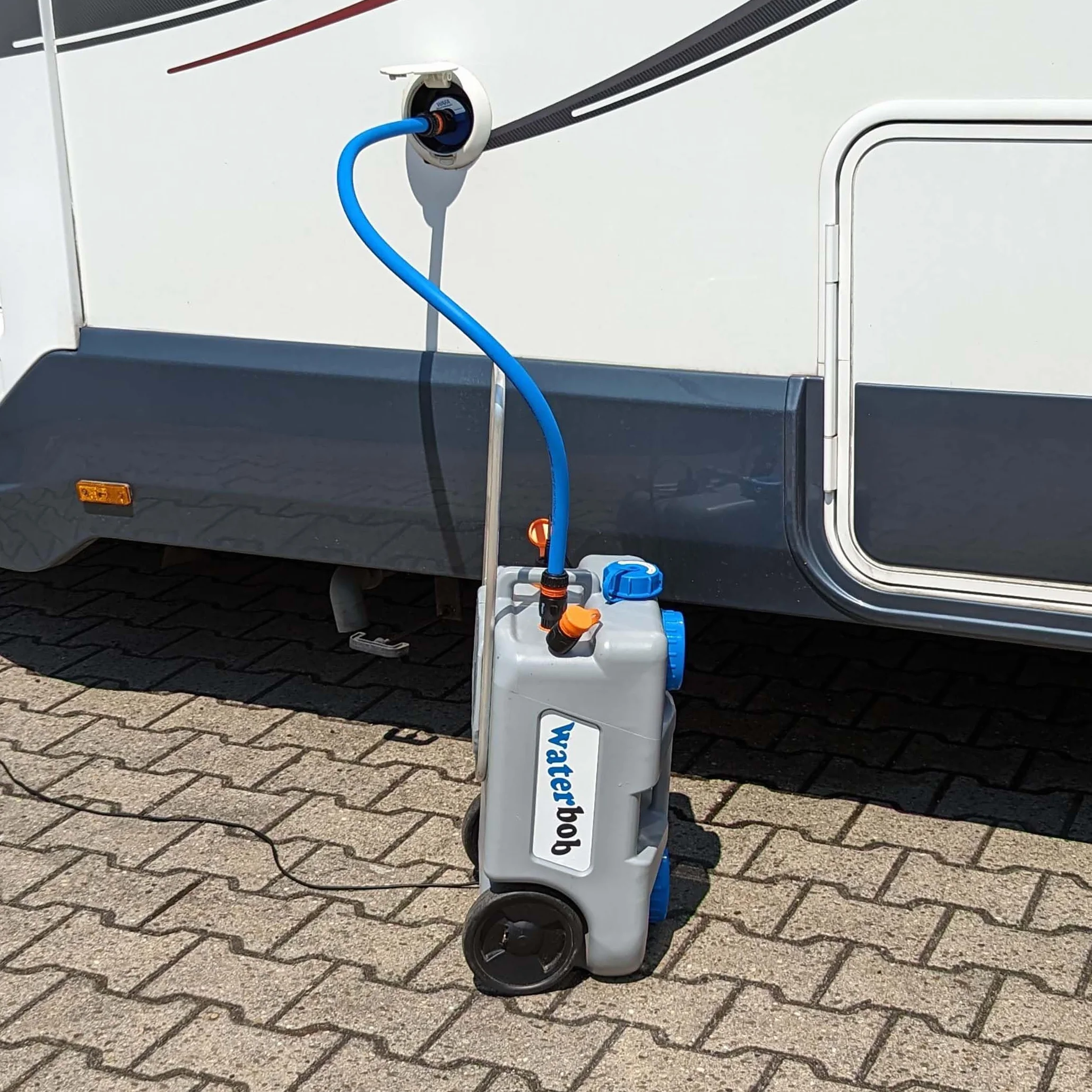WaterBob, Zbiornik na wodę na kółkach z pompą 12 V, szary, długość 50 cm, szerokość 32 cm, wysokość 30 cm