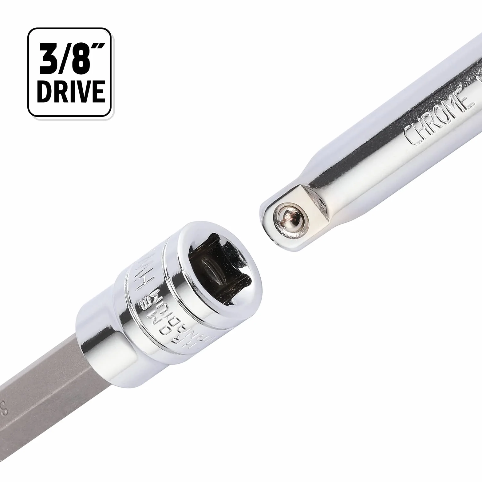 Mayouko Zestaw nasadek sześciokątnych 3/8", S2&CR-V, Metreic&SAE, 18 sztuk, 1/8" - 3/8", 3 - 10 mm