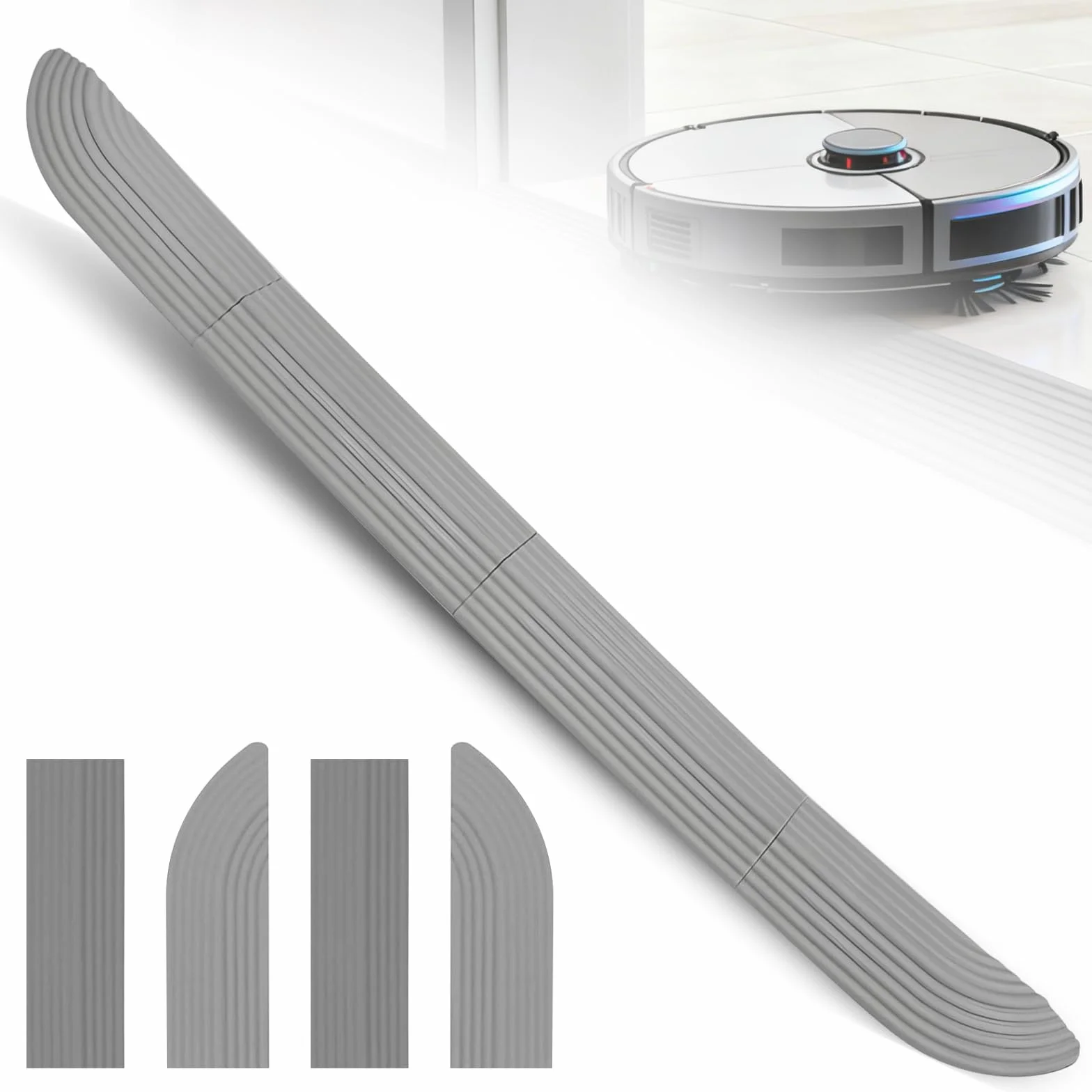 Rampa progowa do drzwi, robot odkurzający, wysokość 1,5 cm, rampa progowa, antypoślizgowa, do robota odkurzającego, wózków inwalidzkich, szara, 68,8 cm