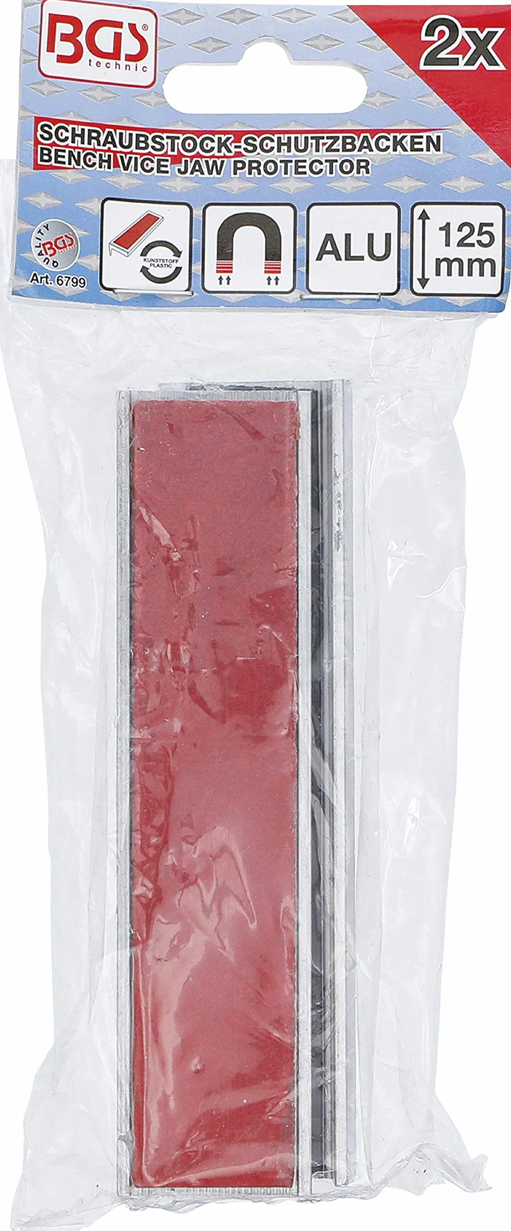 BGS 6799 | Szczęki ochronne do imadła | aluminium | szerokość 125 mm | 2 szt.